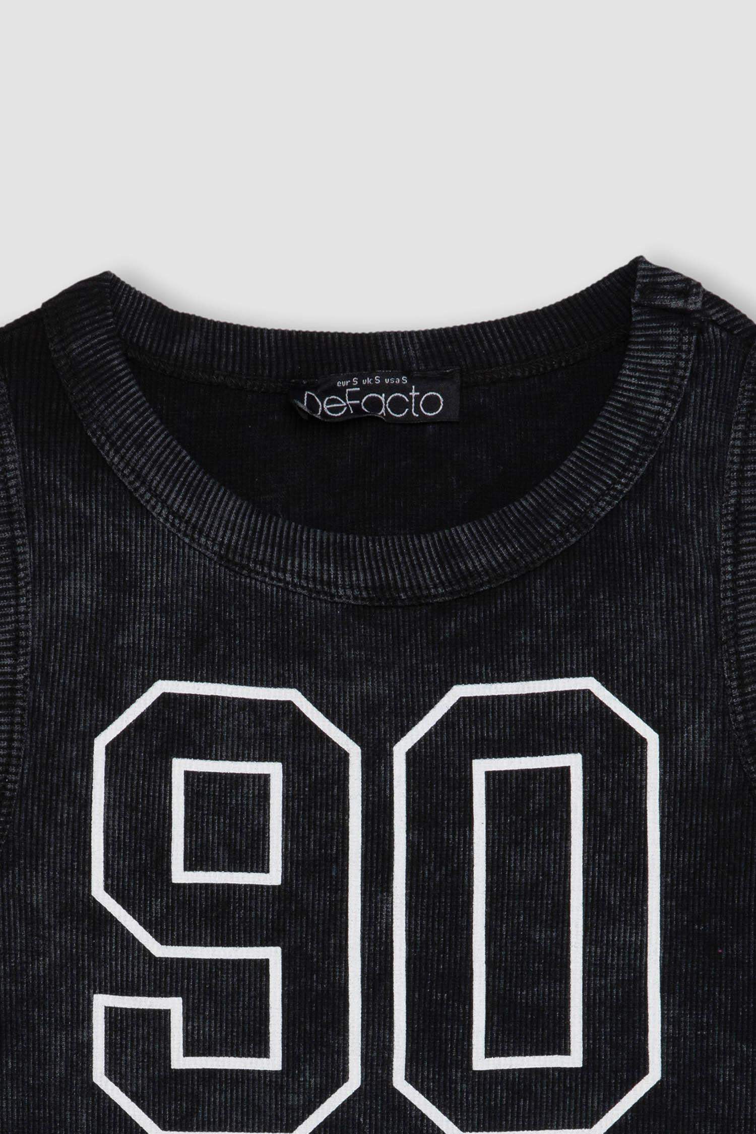 Fitted Printed Crew Neck Ribbed Camisole Crop Top