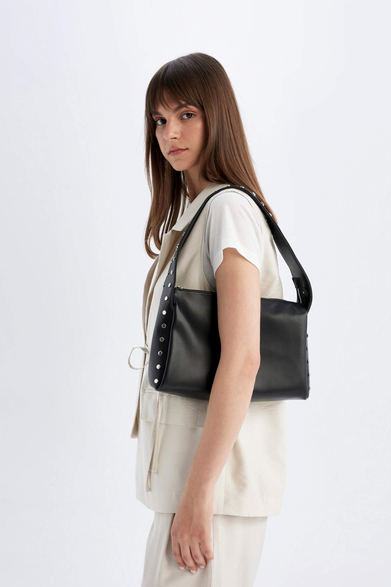 Әйелдерге полиуретан шынжырлы иық сөмкесі