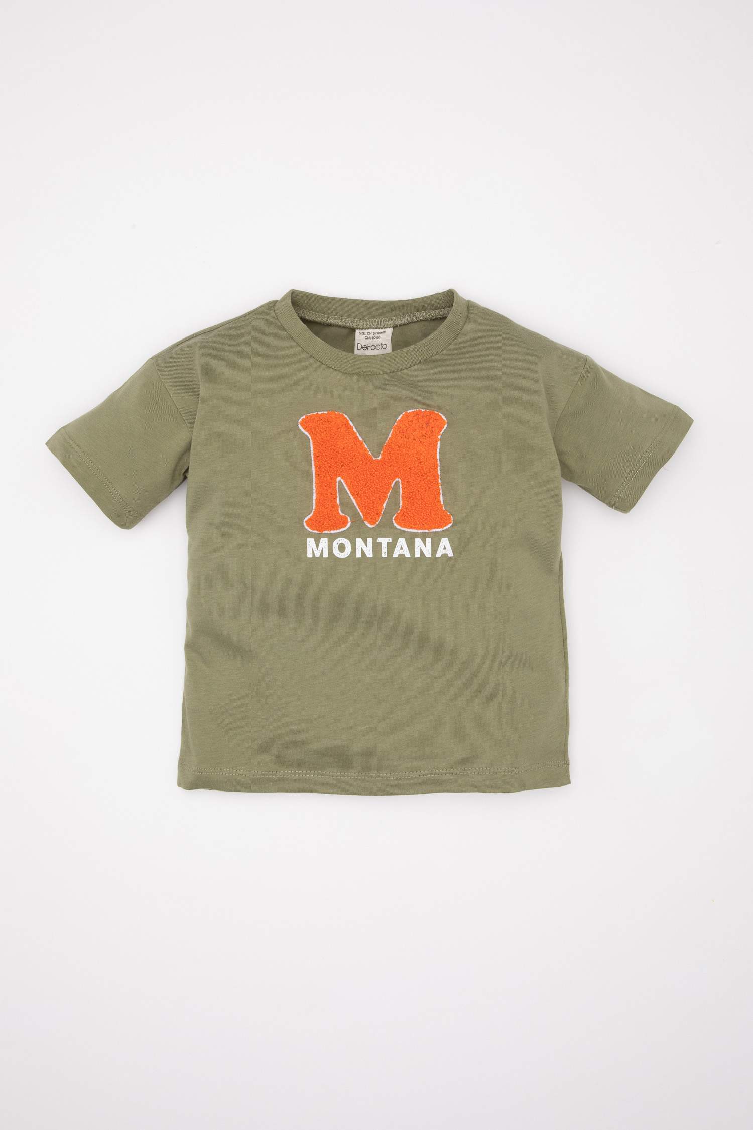 تيشيرت ولادي نص كم بطبعة شعار قصة عادية