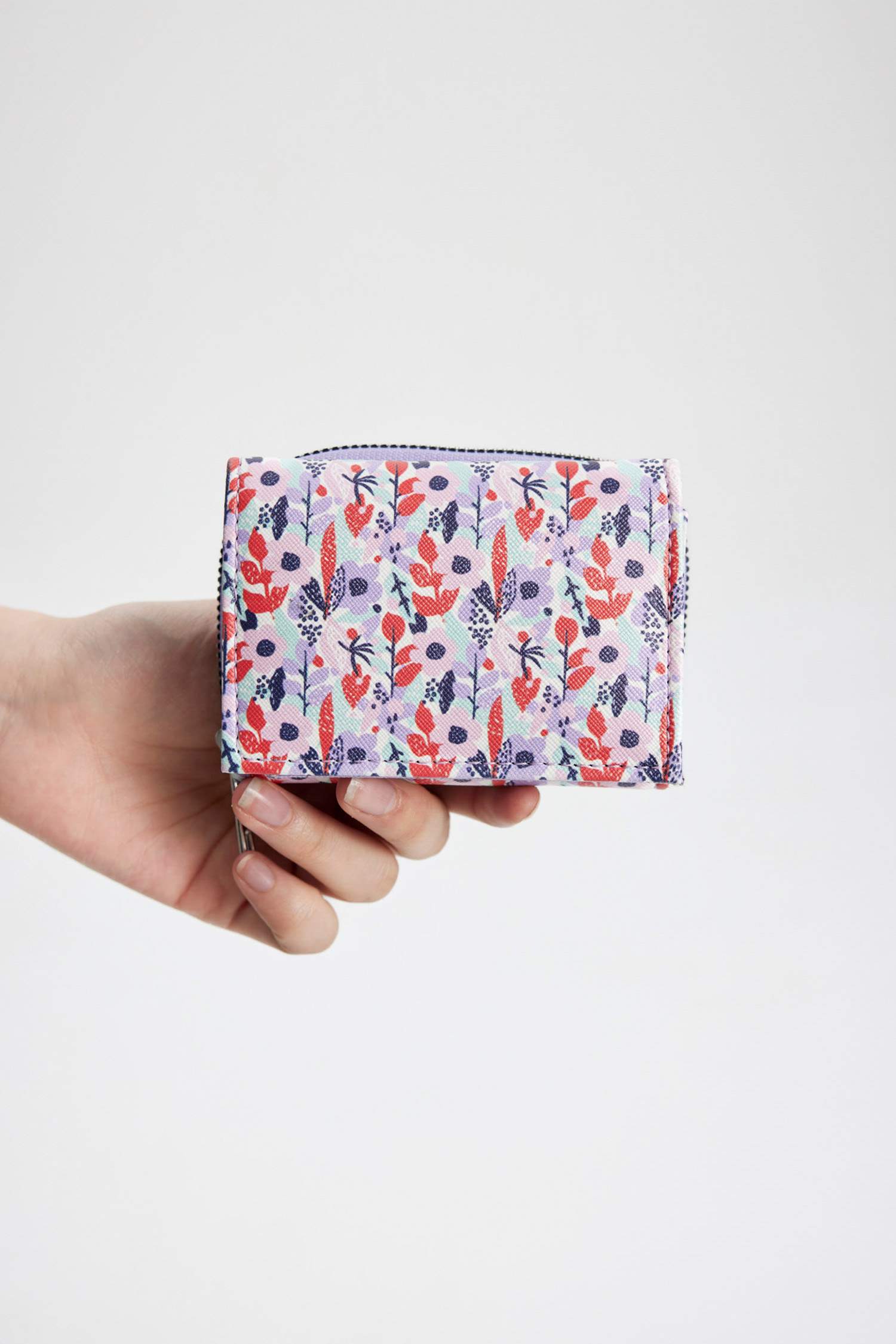 Kadın Çiçek Desenli Suni Deri Cüzdan