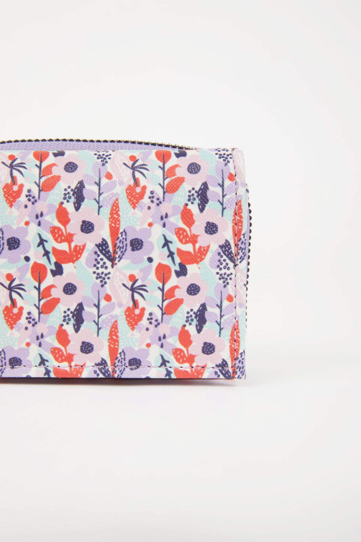 Kadın Çiçek Desenli Suni Deri Cüzdan