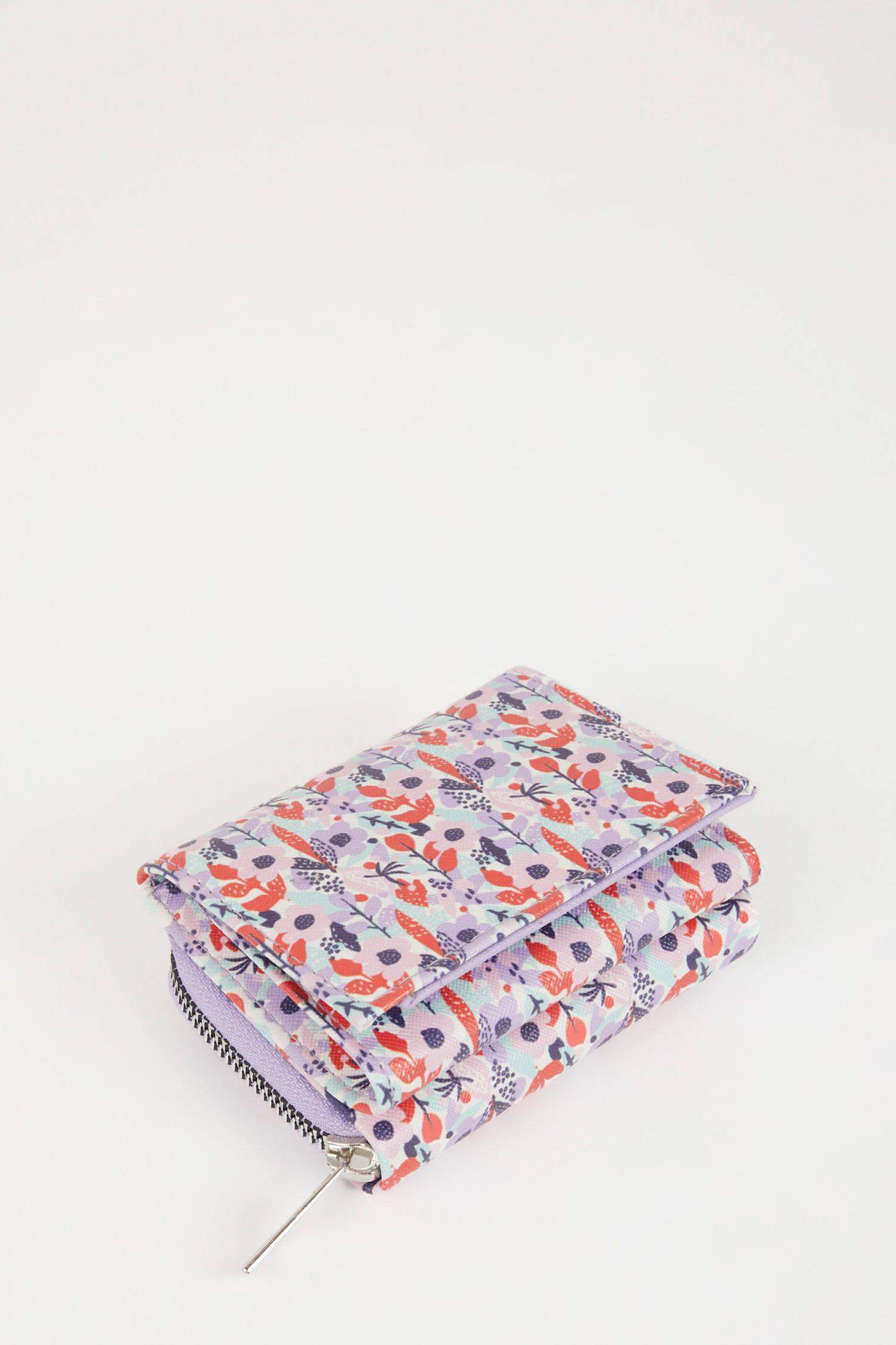 Kadın Çiçek Desenli Suni Deri Cüzdan