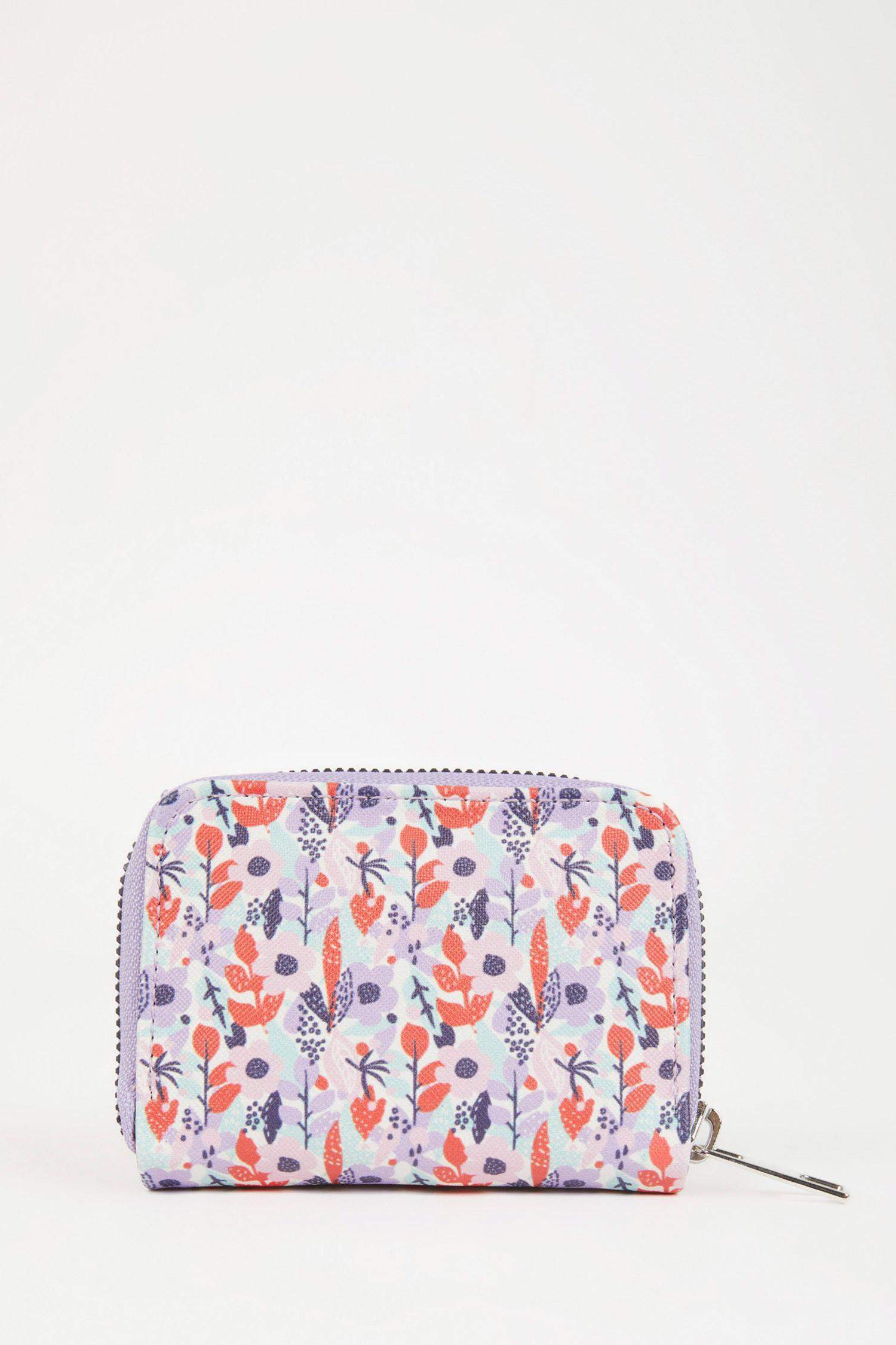 Kadın Çiçek Desenli Suni Deri Cüzdan