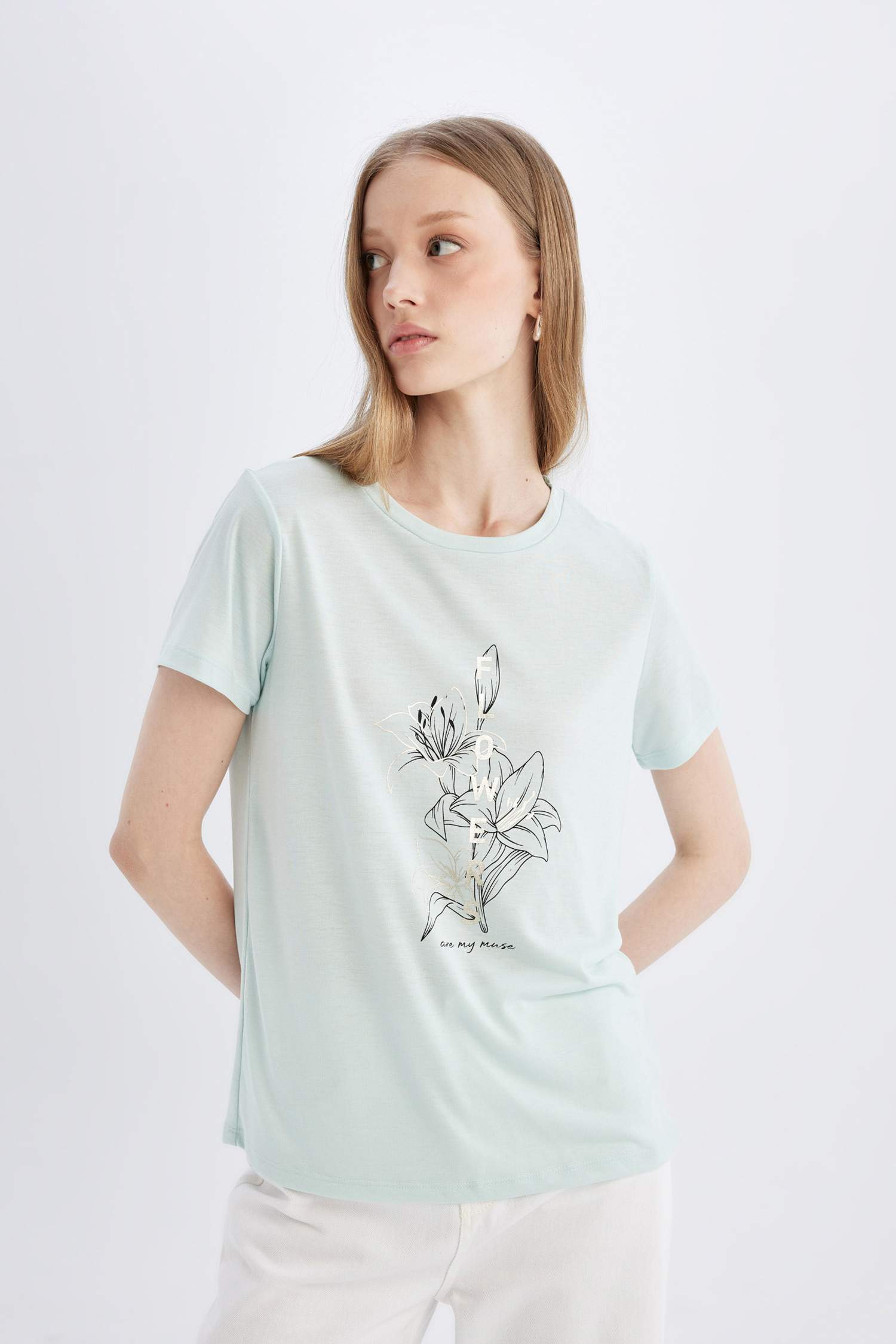 Regular Fit Crew Neck Printed Short Sleeve T-Shirt