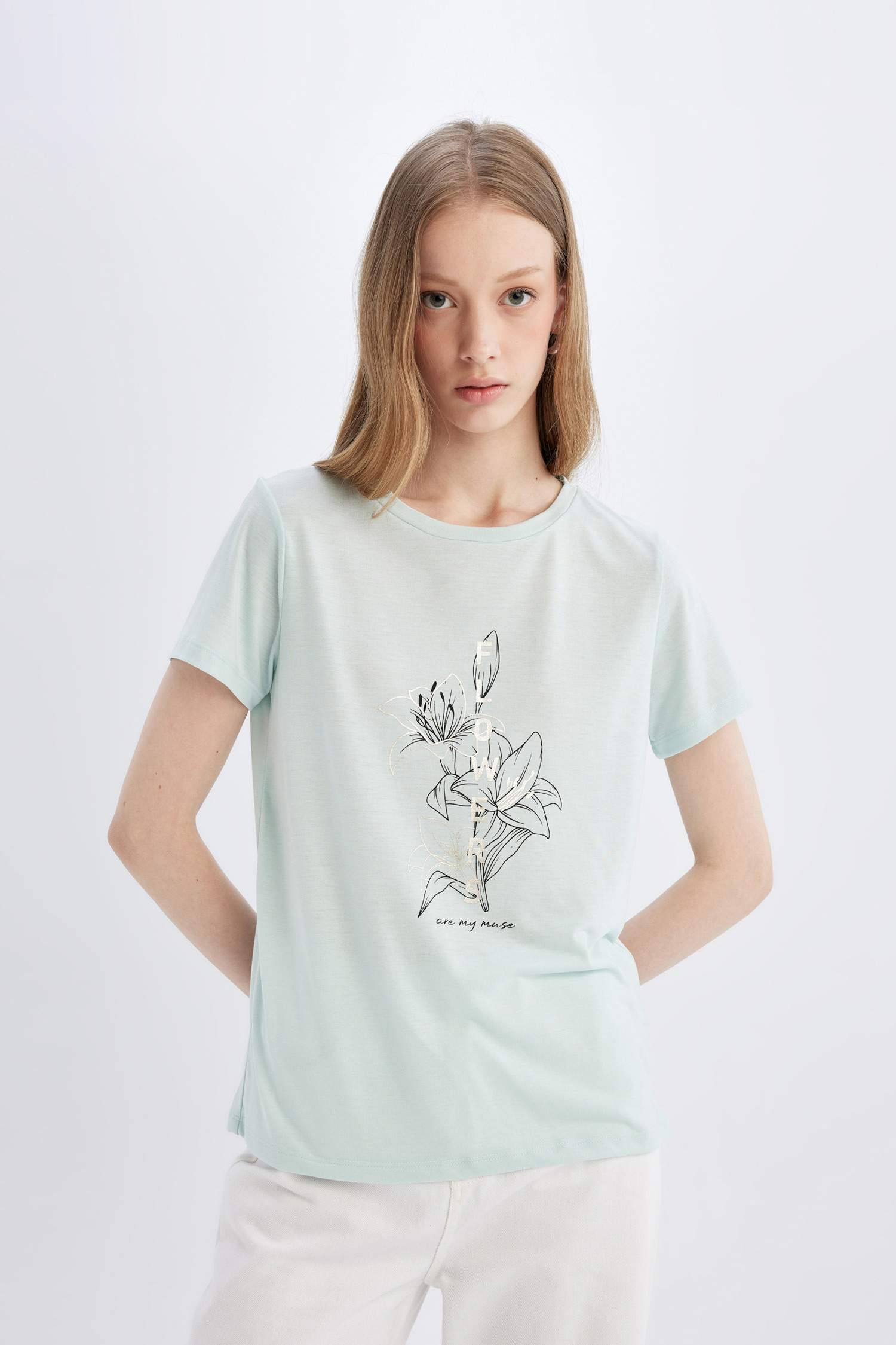 Regular Fit Crew Neck Printed Short Sleeve T-Shirt