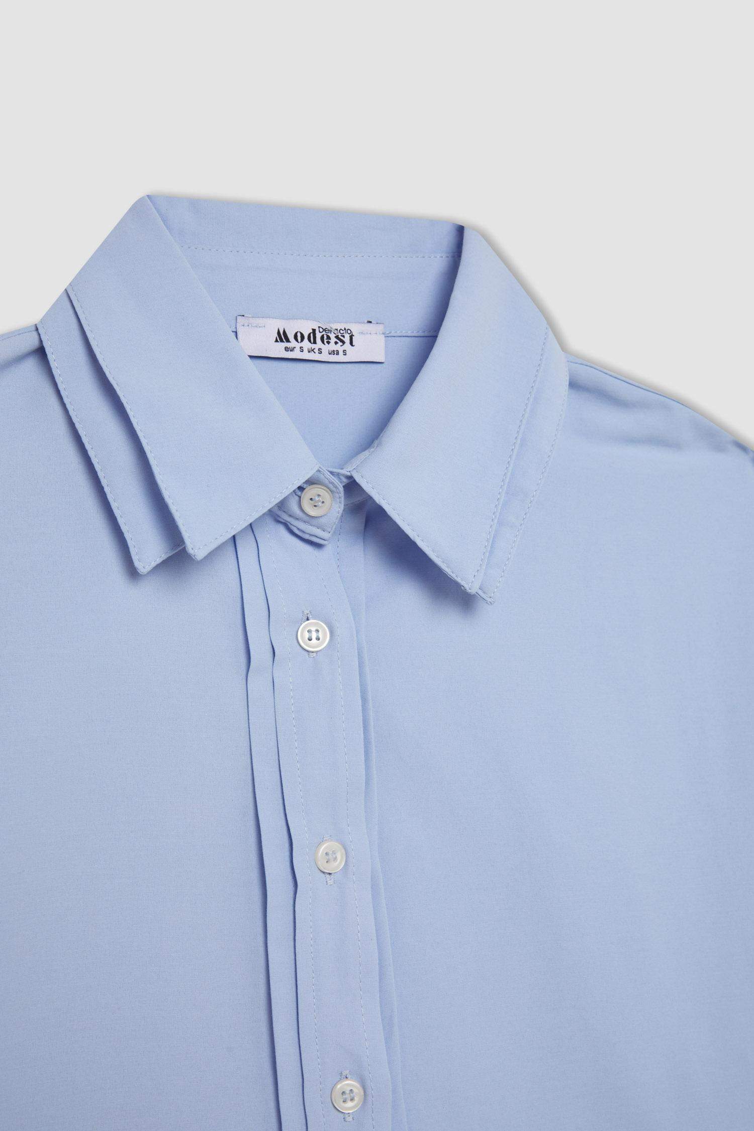 قميص طويل بوبلين قصة مريحة ردن طويل