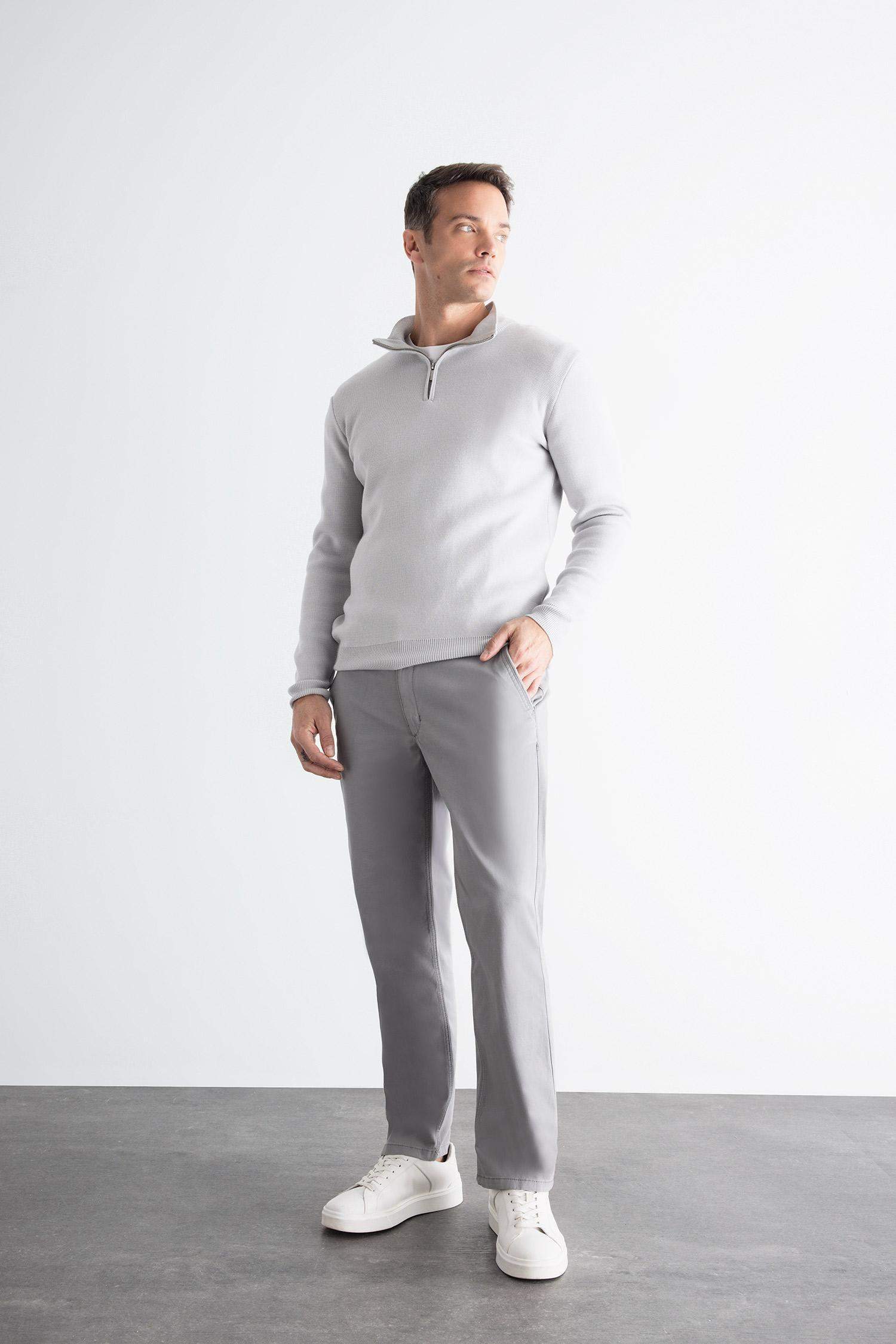 Straight Leg Canvas Chino Pants