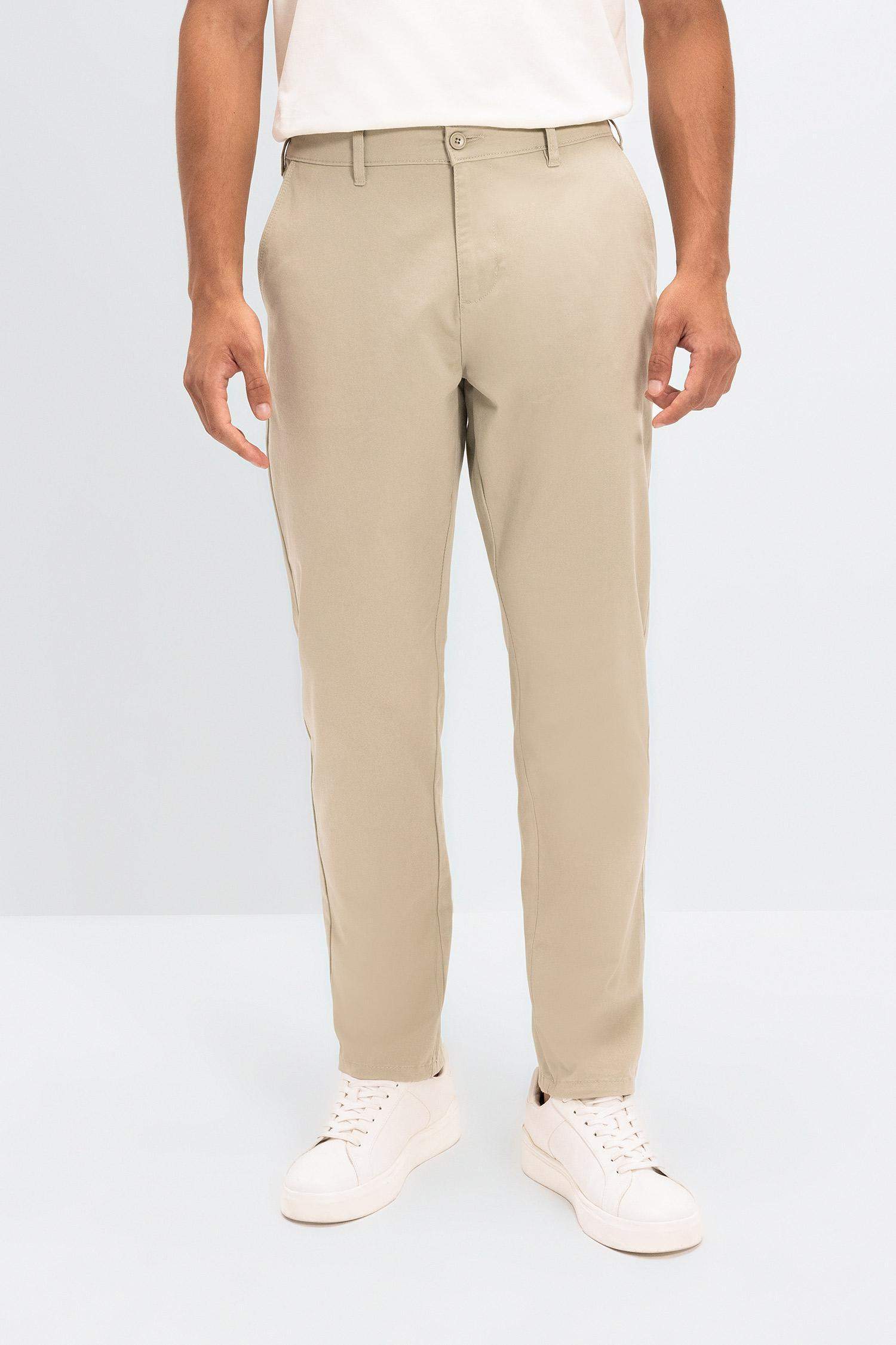 Chino Kanvas Pantolon Tapered Fit Normal Kesim Cepli