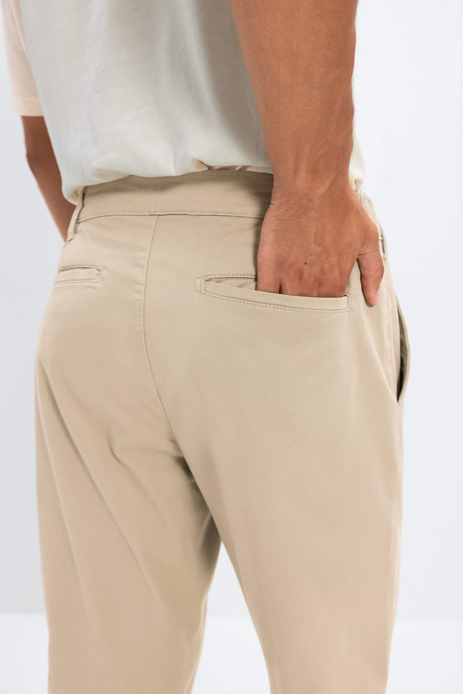 Chino Kanvas Pantolon Tapered Fit Normal Kesim Cepli