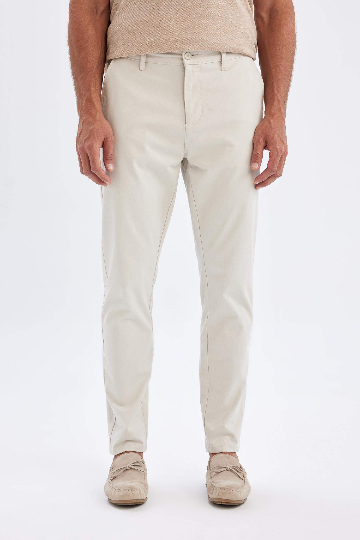 Chino Kanvas Pantolon Tapered Fit Normal Kesim Cepli