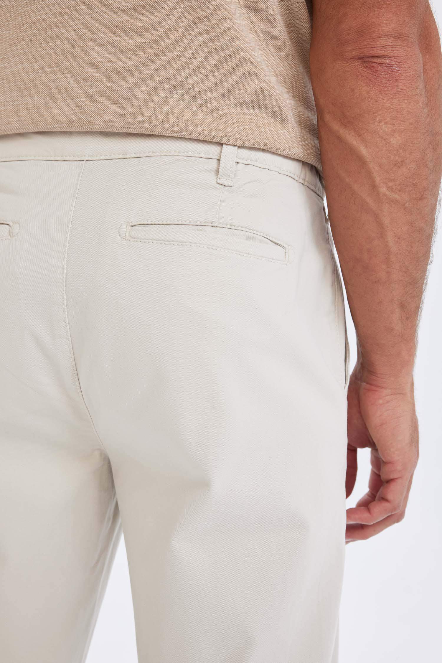 Chino Kanvas Pantolon Tapered Fit Normal Kesim Cepli