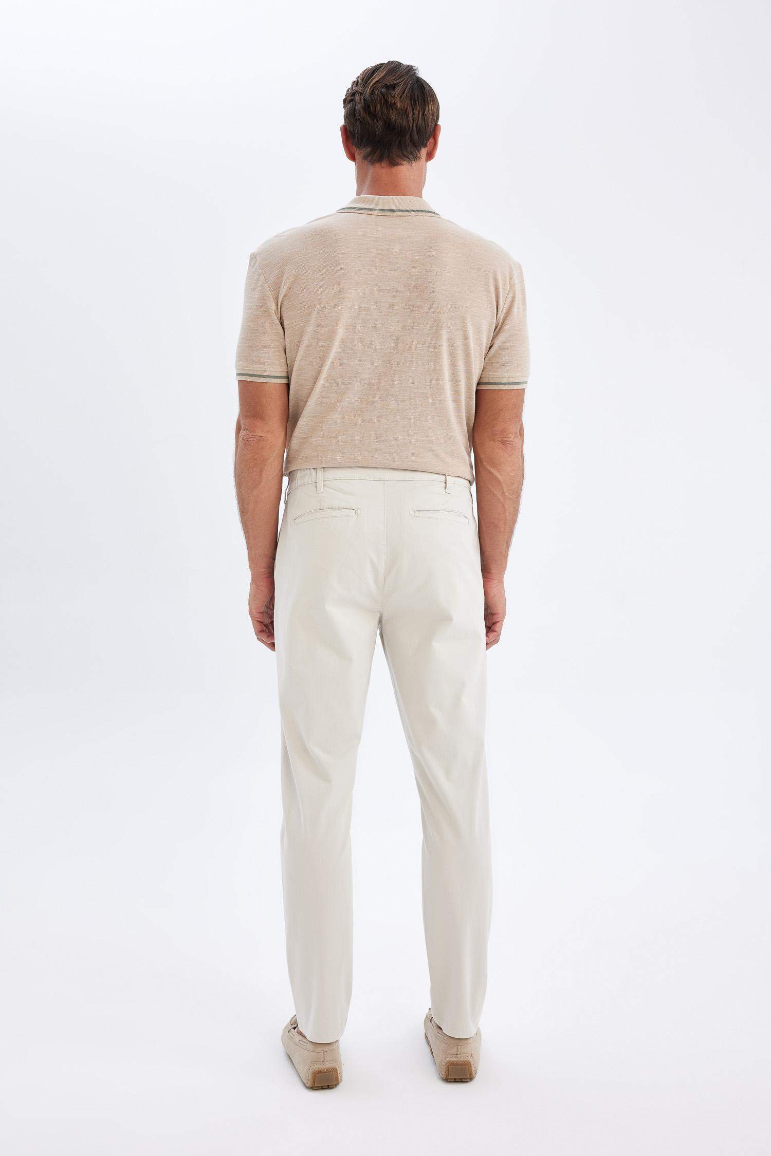 Chino Kanvas Pantolon Tapered Fit Normal Kesim Cepli
