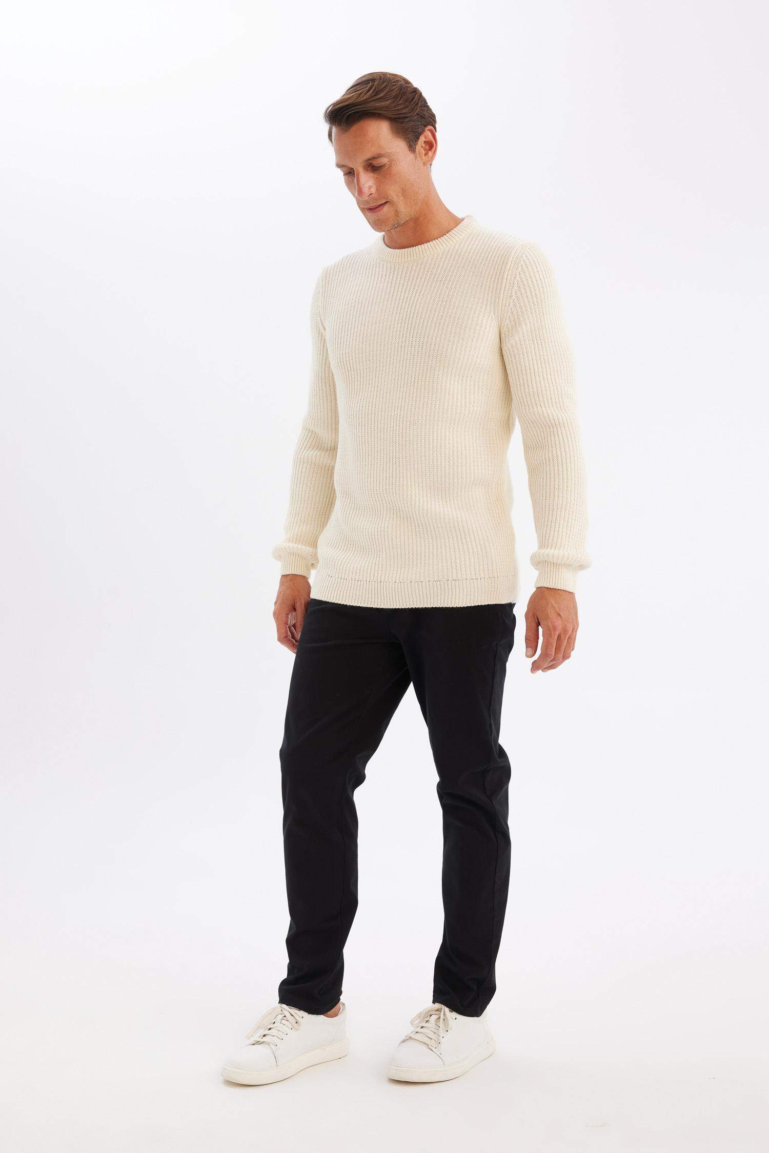 Chino Kanvas Pantolon Tapered Fit Normal Kesim Cepli