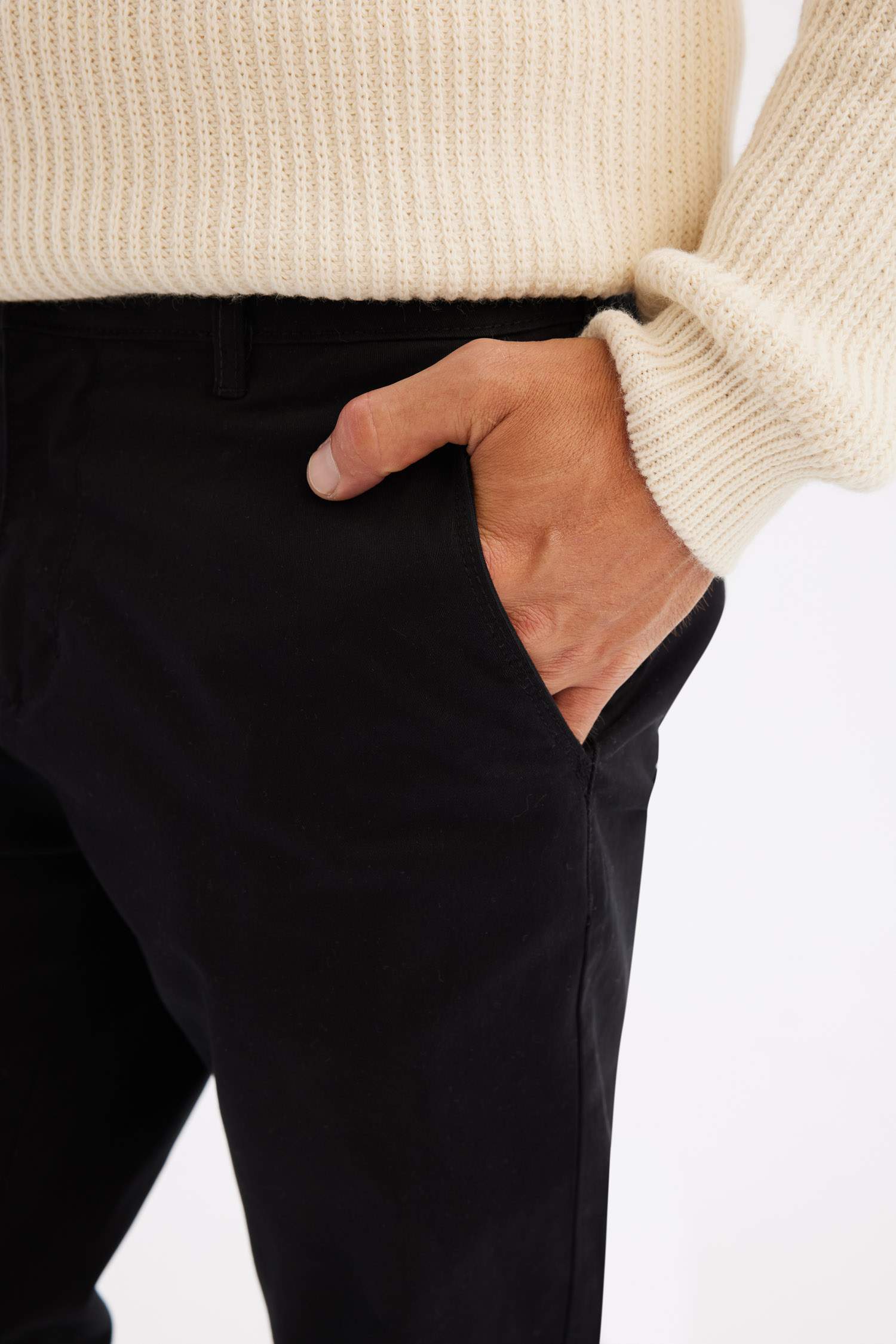 Chino Kanvas Pantolon Tapered Fit Normal Kesim Cepli