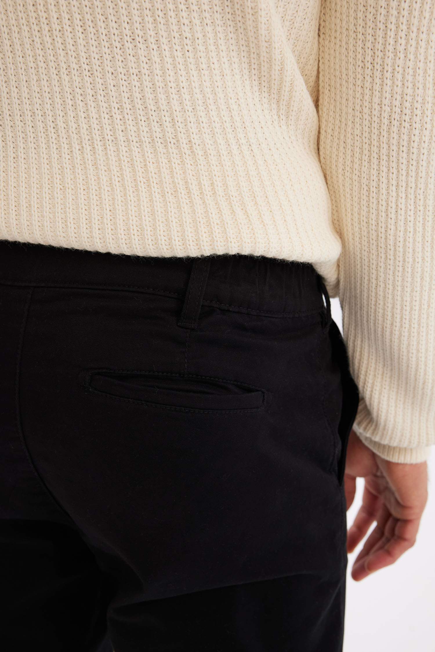 Chino Kanvas Pantolon Tapered Fit Normal Kesim Cepli