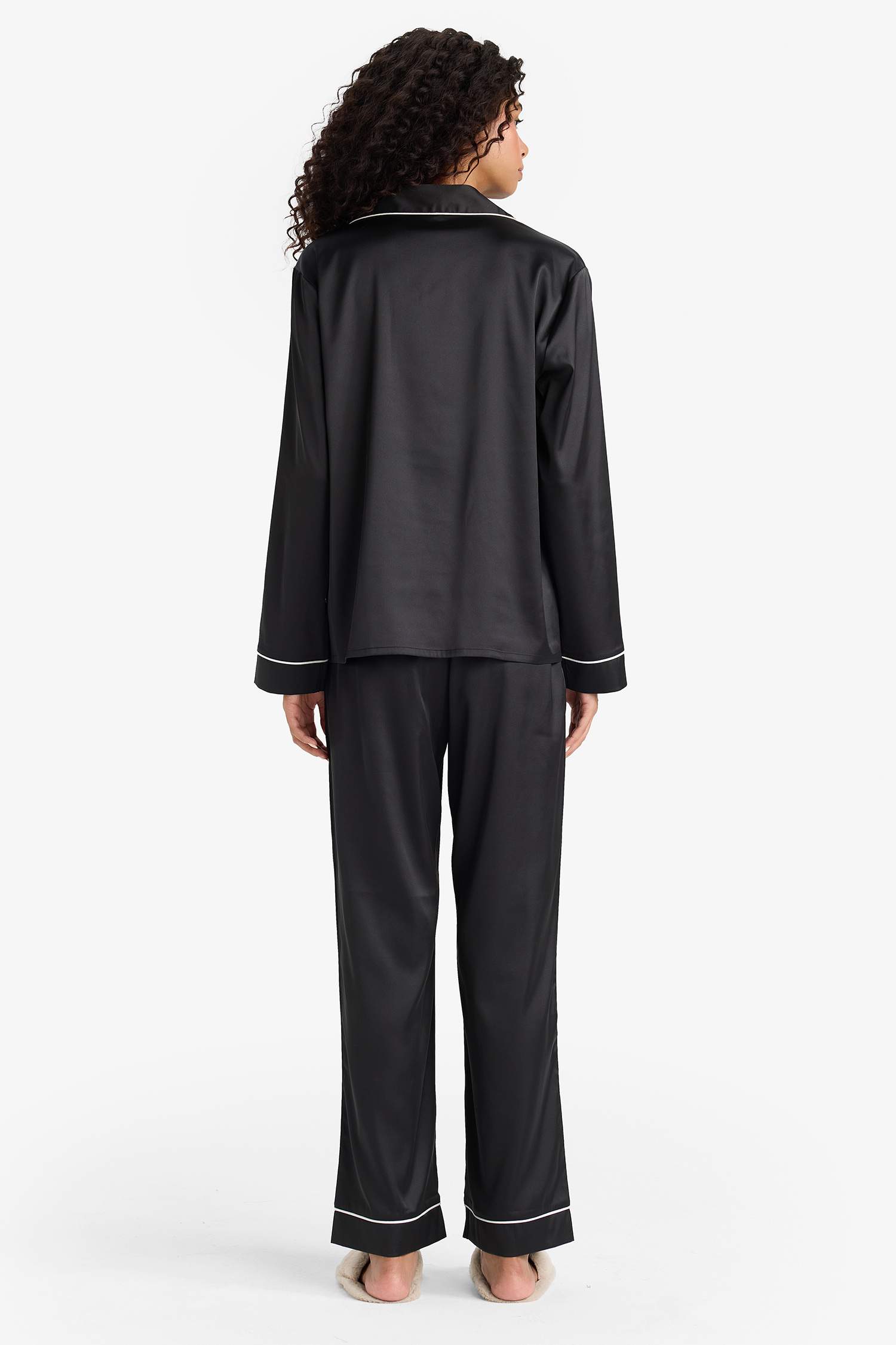 Pijama Takımı Regular Fit Saten Uzun Kollu Üst Uzun Alt-Fall in Love