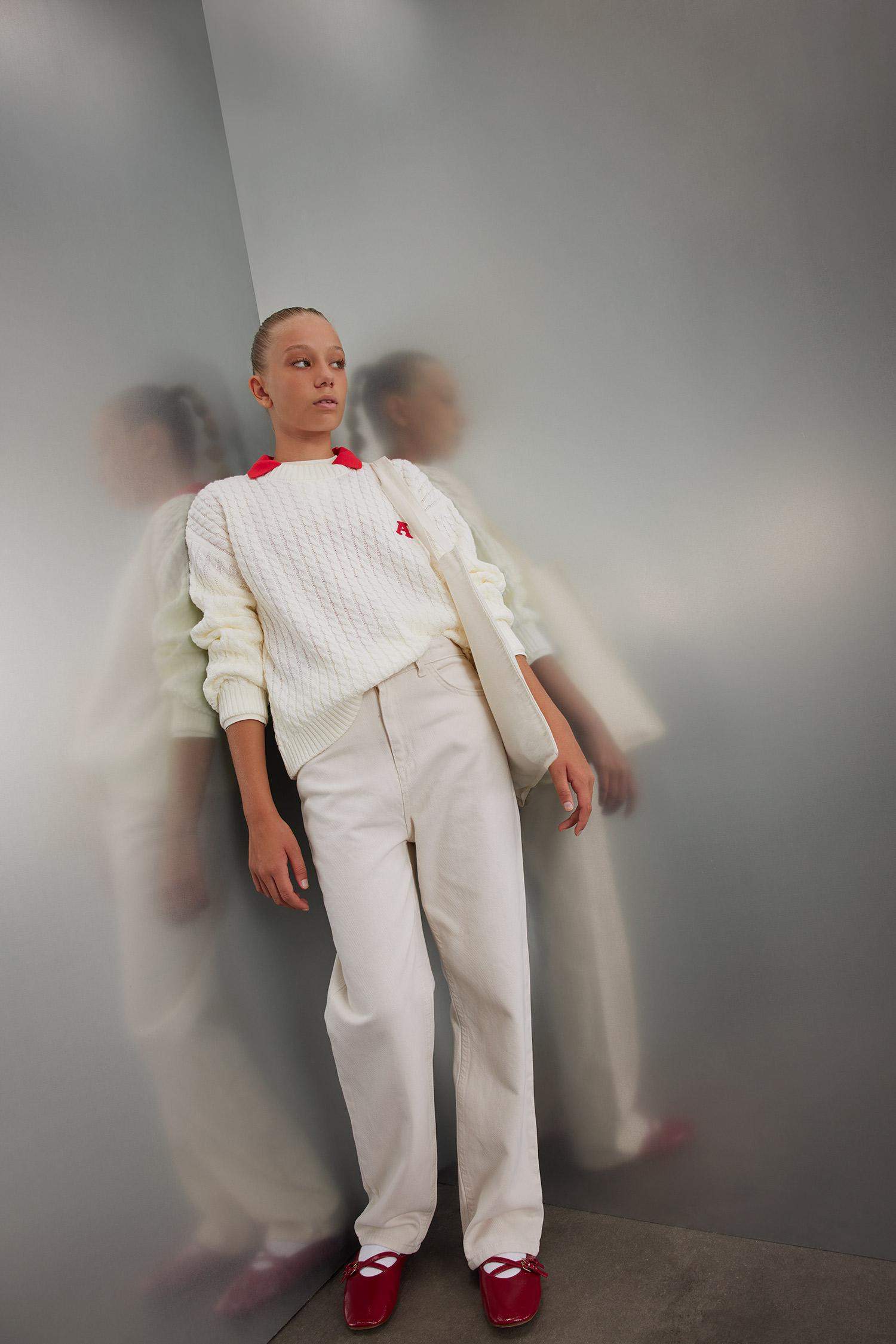 Брюки прямого кроя из хлопка для девочек, Школьная коллекция