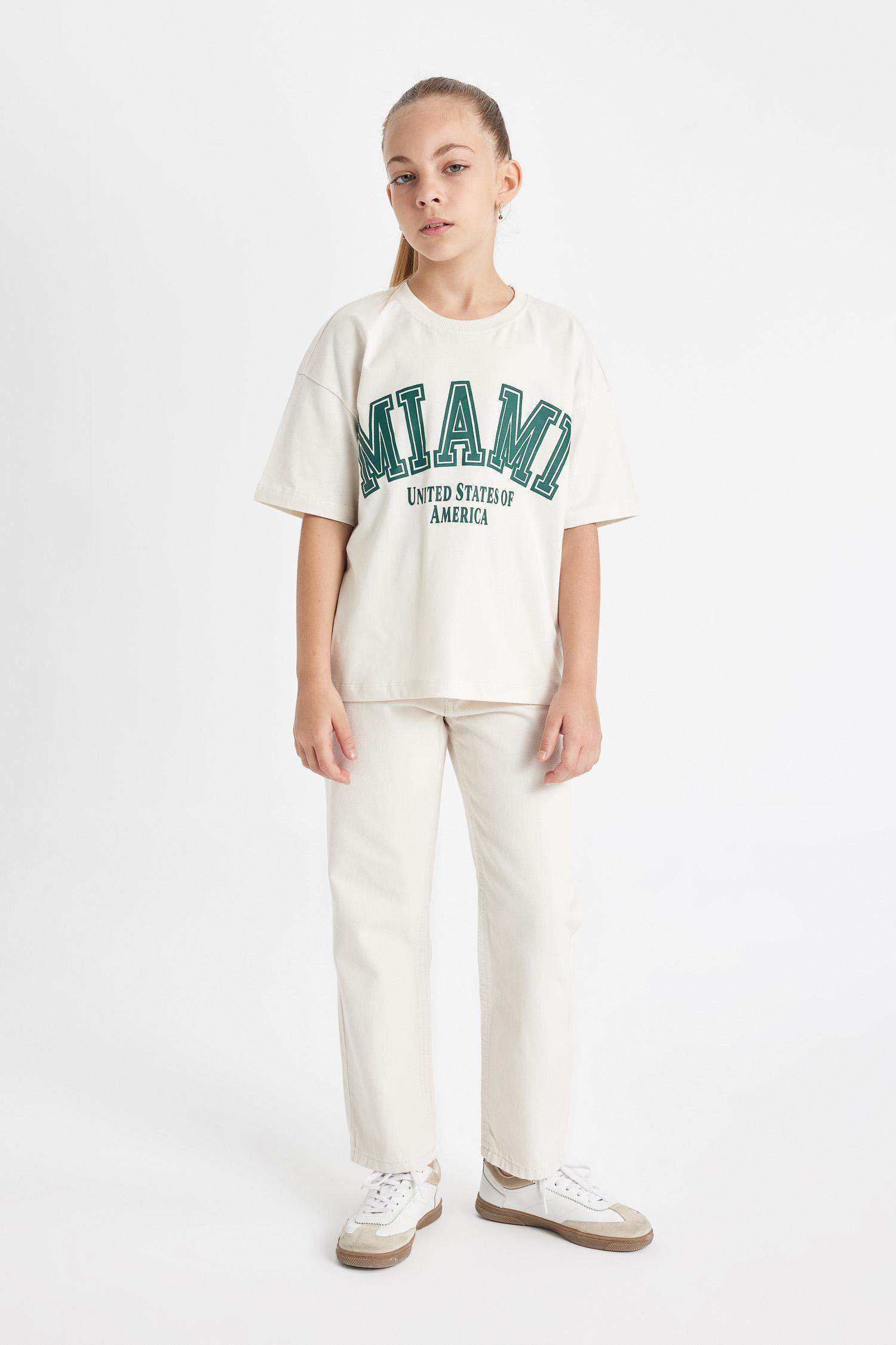 Брюки прямого кроя из хлопка для девочек, Школьная коллекция