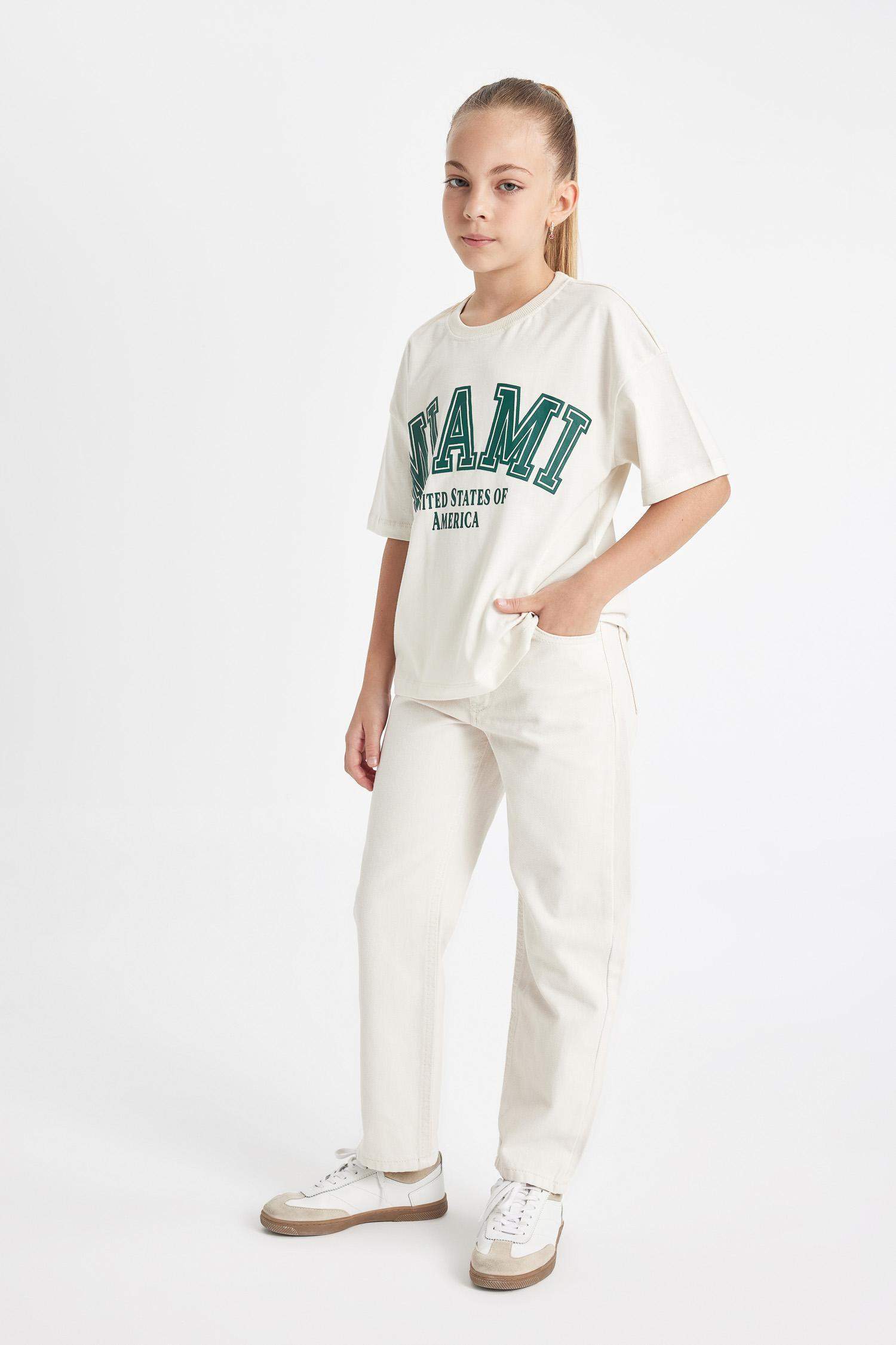 Брюки прямого кроя из хлопка для девочек, Школьная коллекция