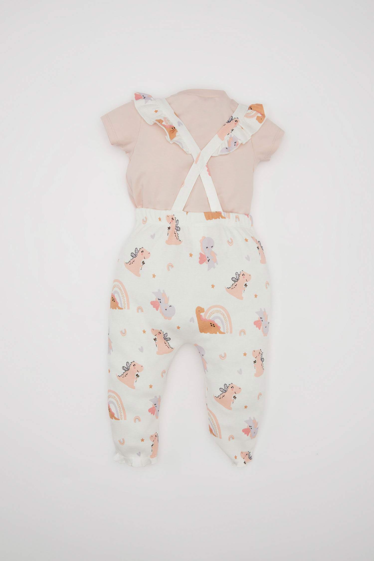 Baby Girl Dinosaur Printed T-Shirt Salopet 2 Piece Set