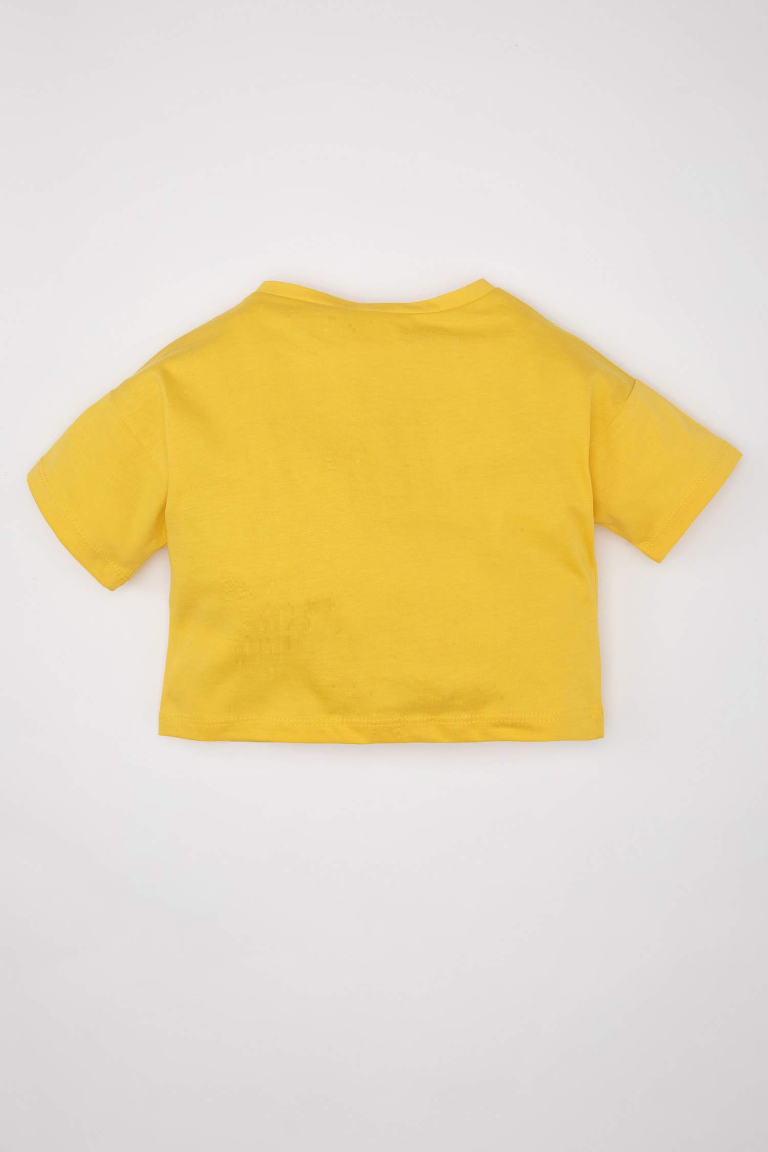 Kız Bebek Bisiklet Yaka Baskılı Kısa Kollu Tişört