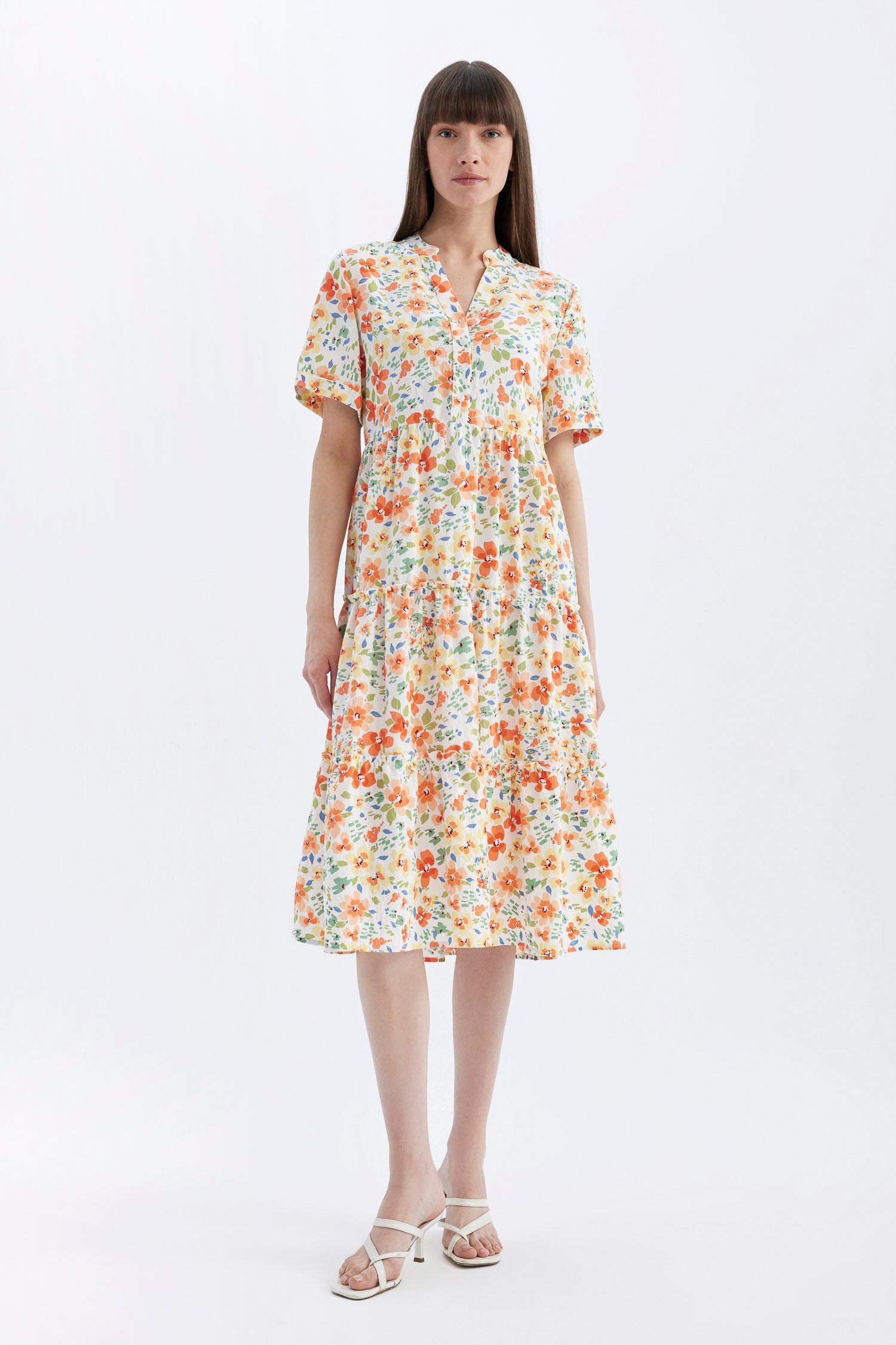 فستان ميدي تقليدي نص ردن بياخة V