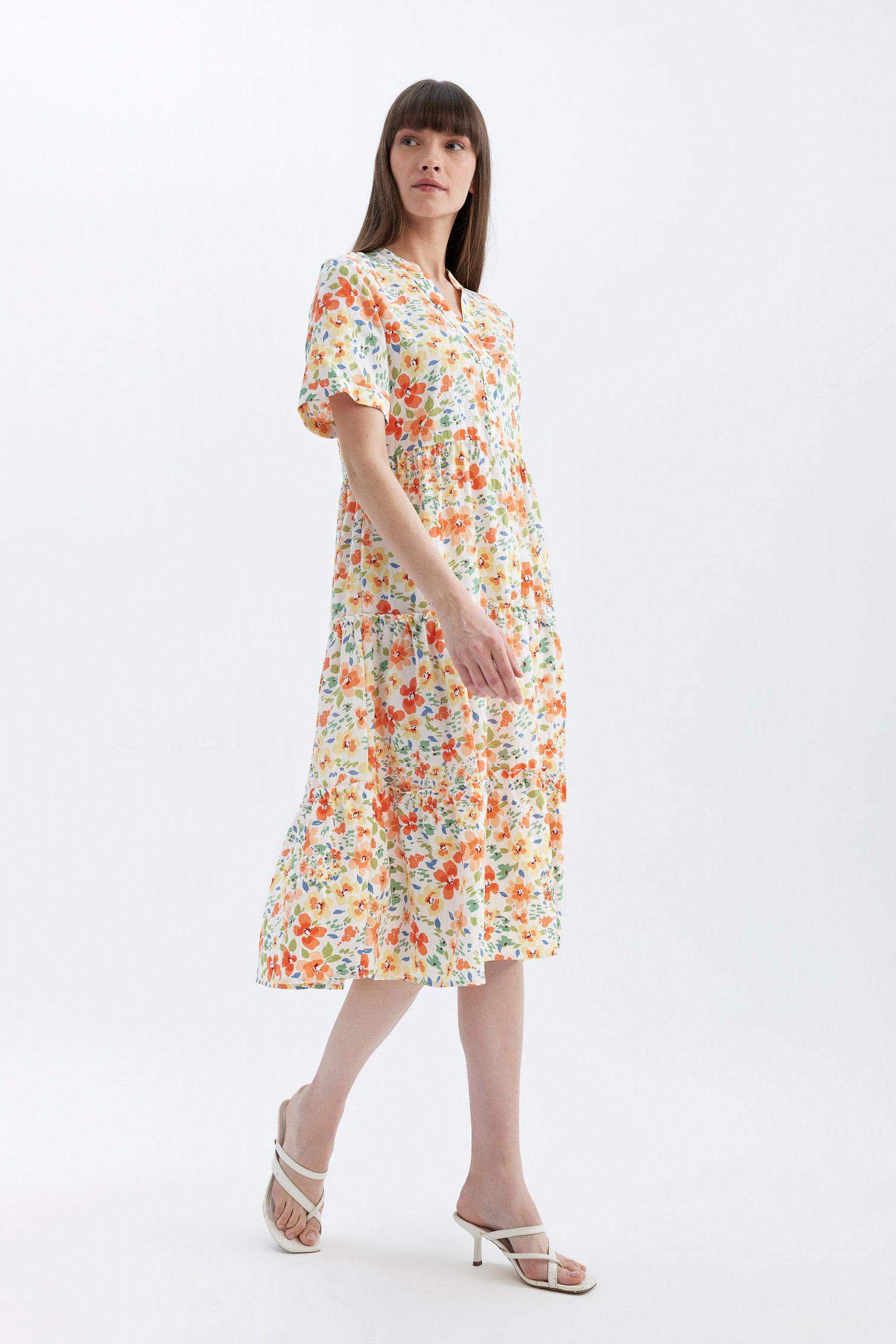 فستان ميدي تقليدي نص ردن بياخة V