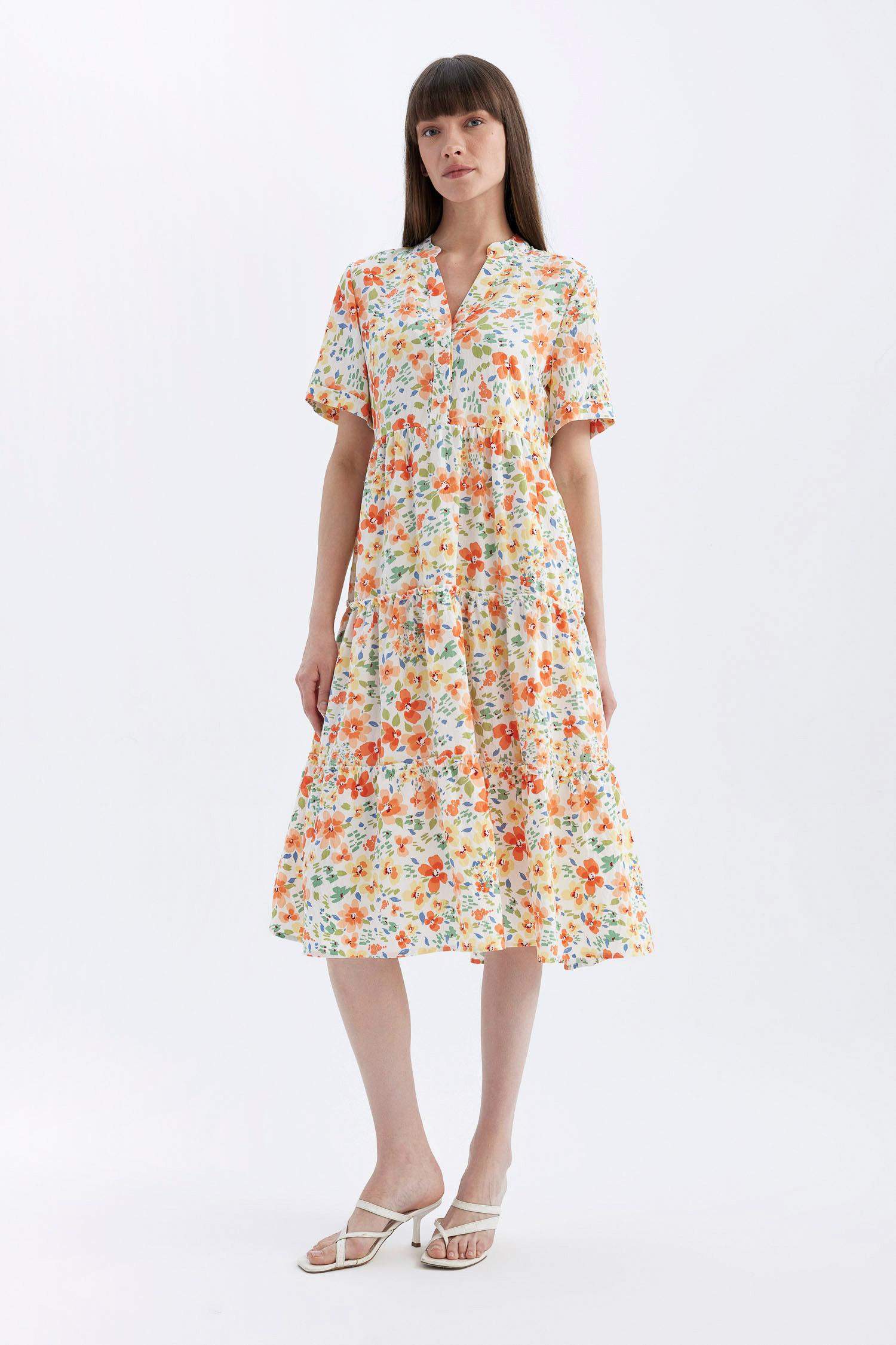 فستان ميدي تقليدي نص ردن بياخة V