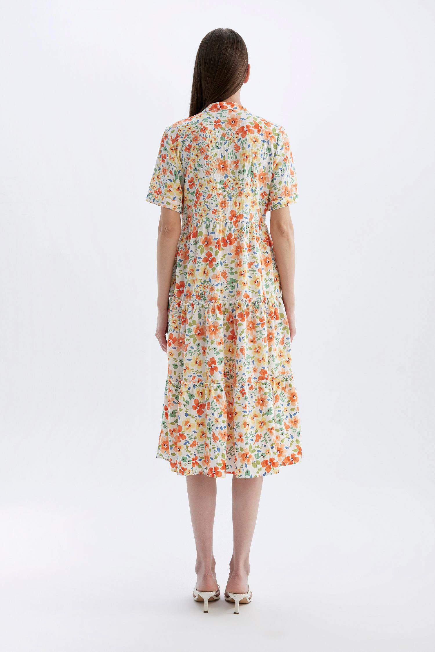 فستان ميدي تقليدي نص ردن بياخة V