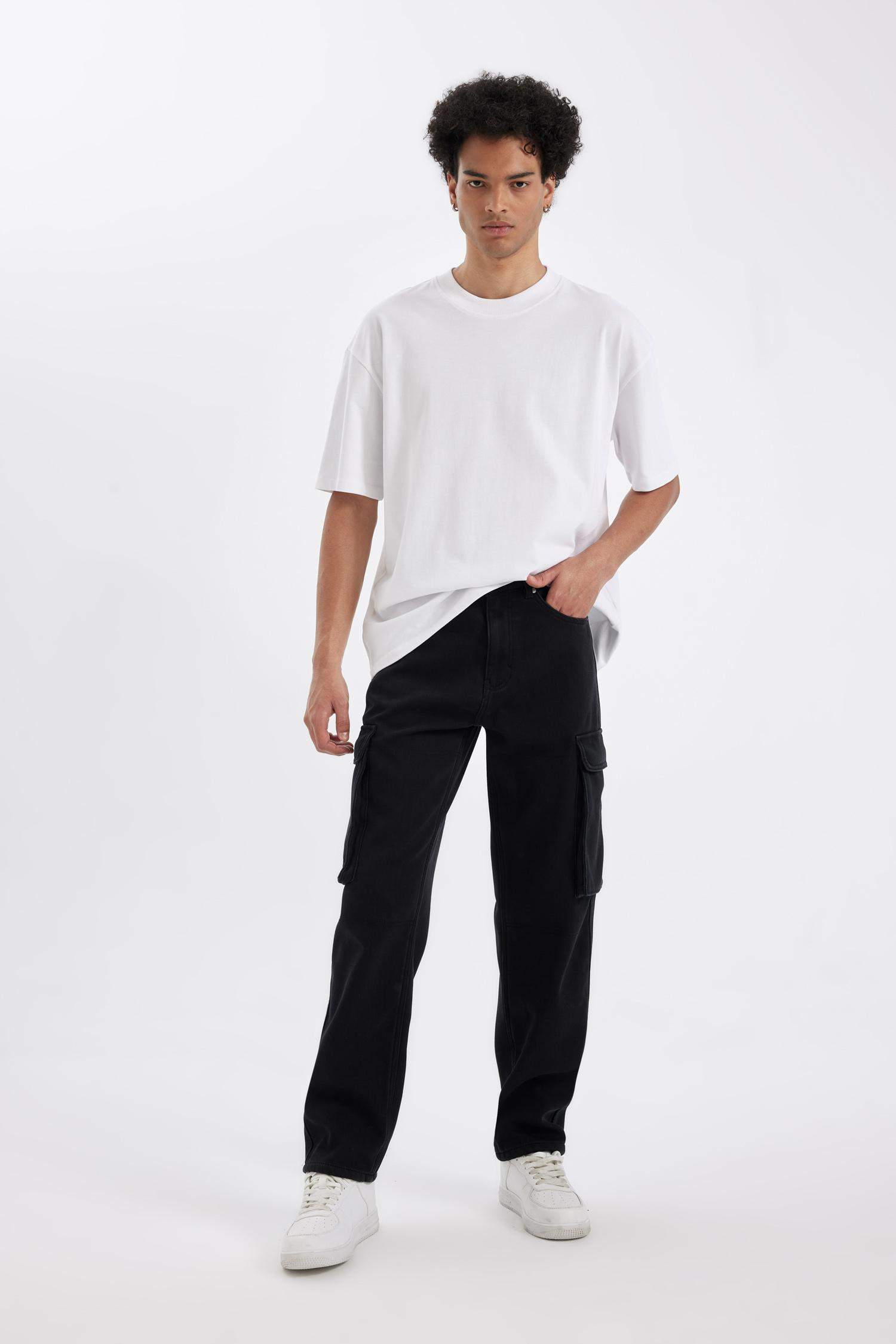 سروال جينز قصة مريحة واسع