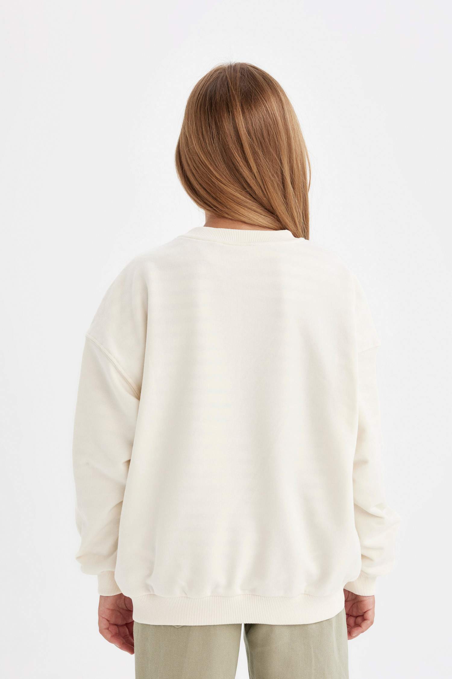 Kız Çocuk PowerPuff Girls Oversize Geniş Kalıp Bisiklet Yaka Sweatshirt