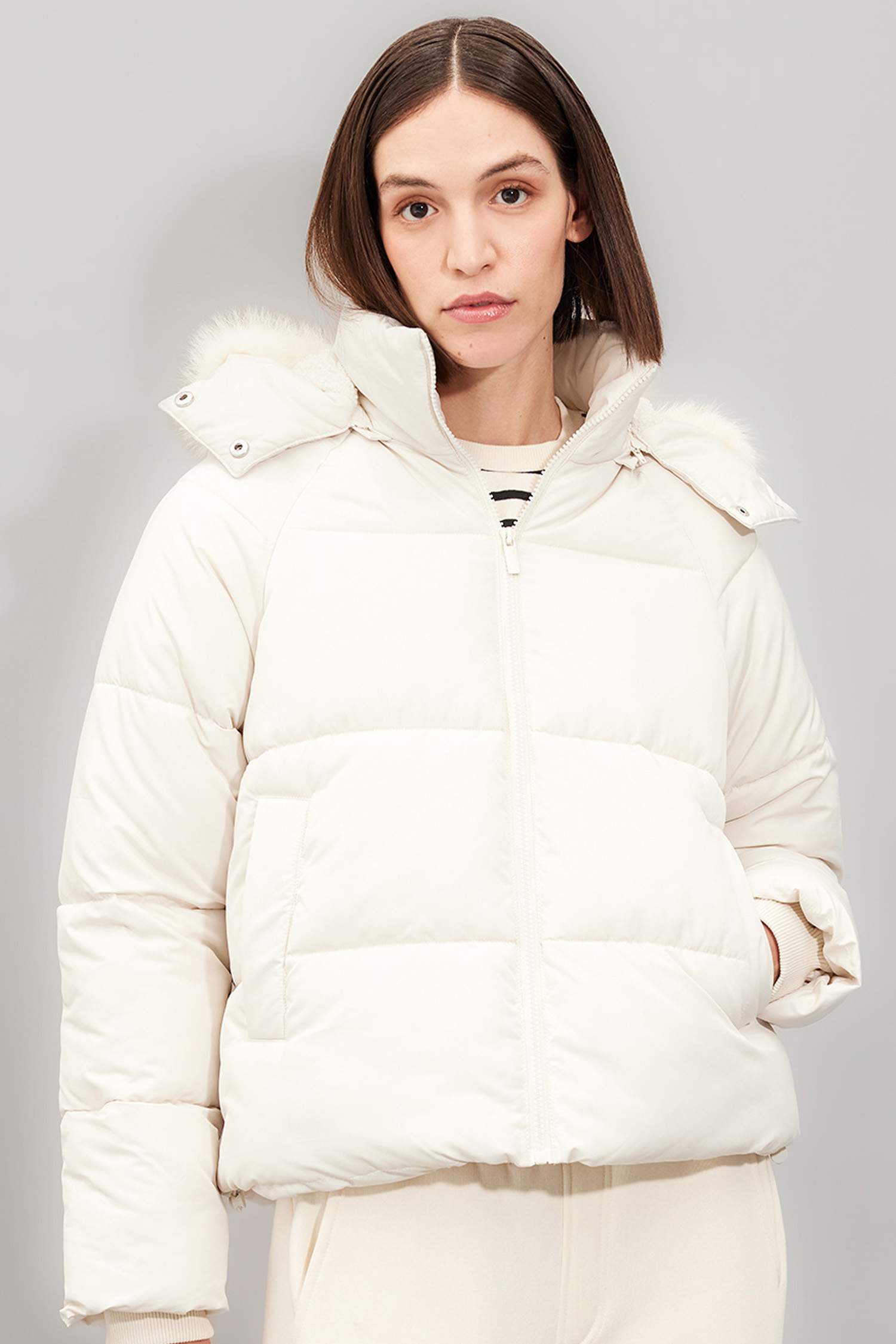 Hooded Zippered Adjustable Elasticated Puffer Jacket