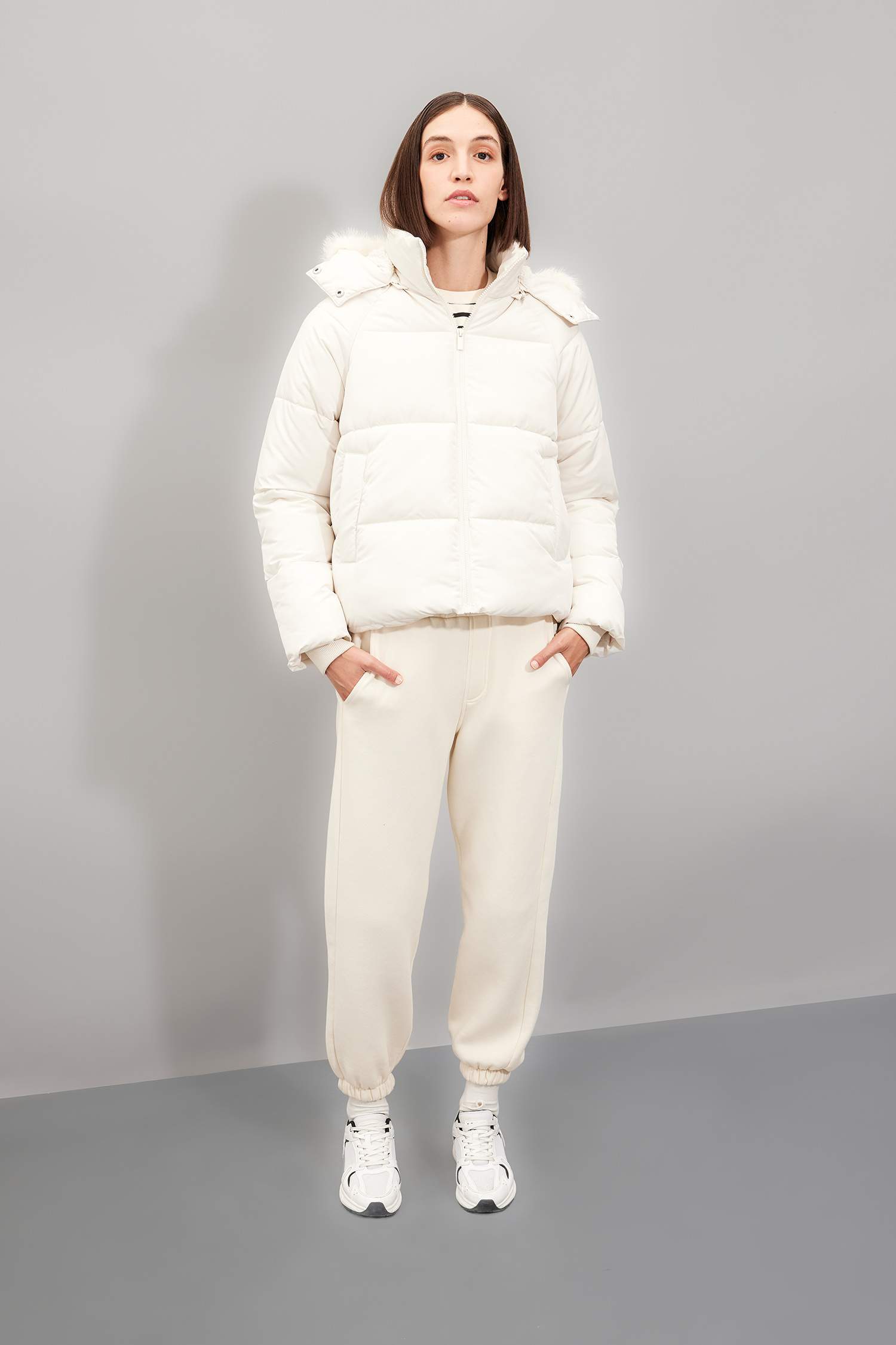 Hooded Zippered Adjustable Elasticated Puffer Jacket