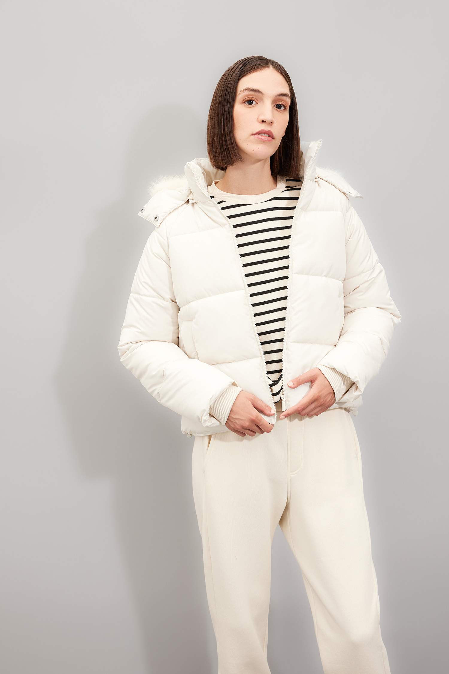 Hooded Zippered Adjustable Elasticated Puffer Jacket