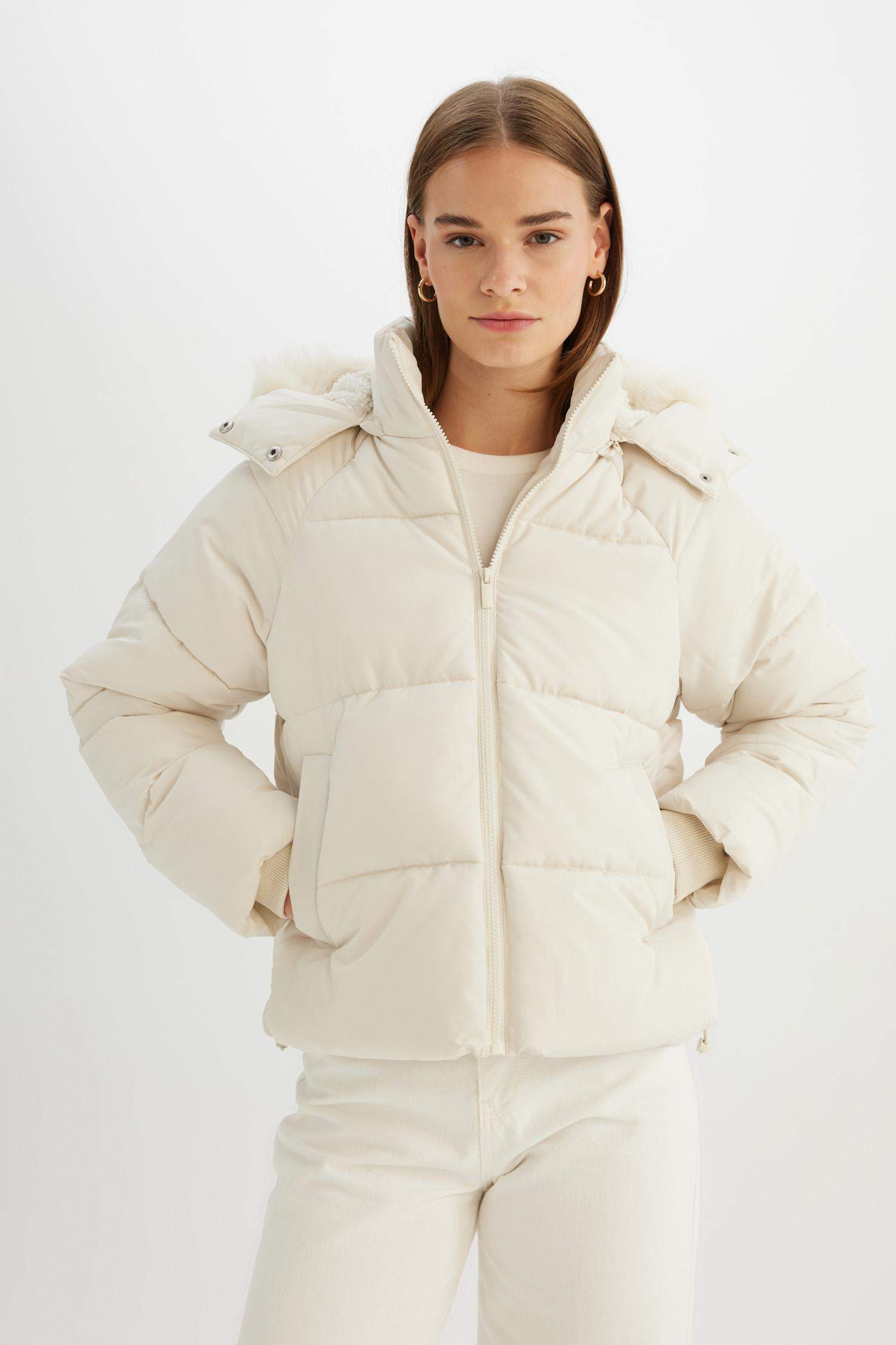 Hooded Zippered Adjustable Elasticated Puffer Jacket