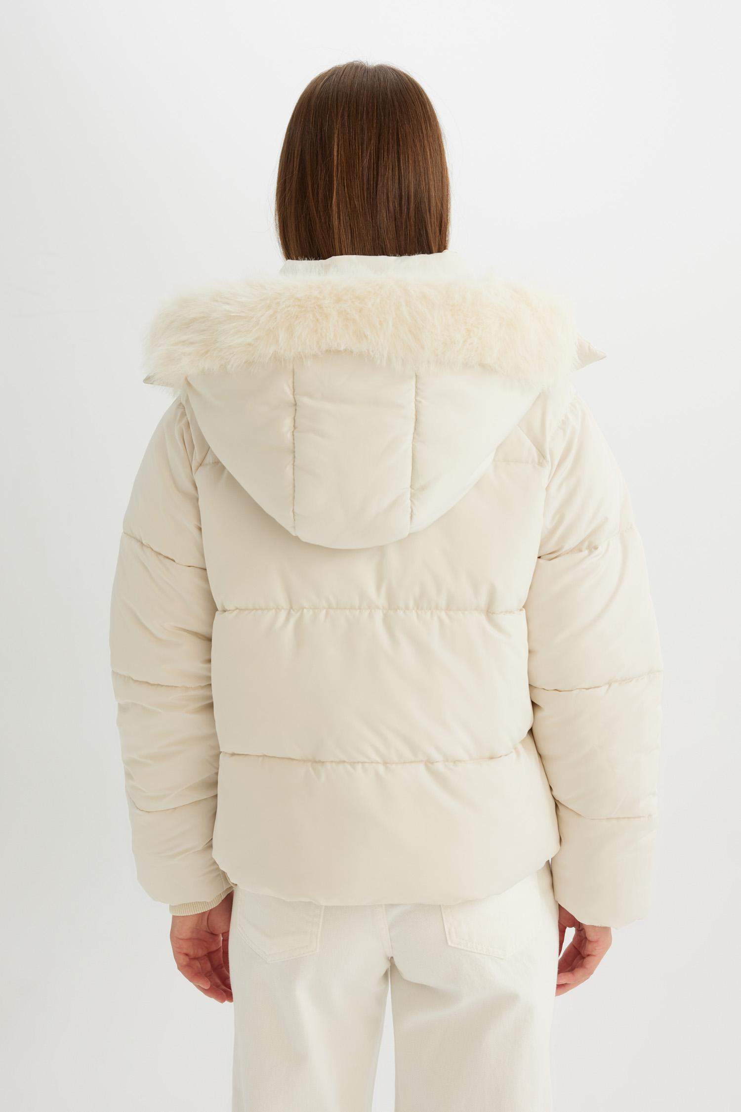 Hooded Zippered Adjustable Elasticated Puffer Jacket