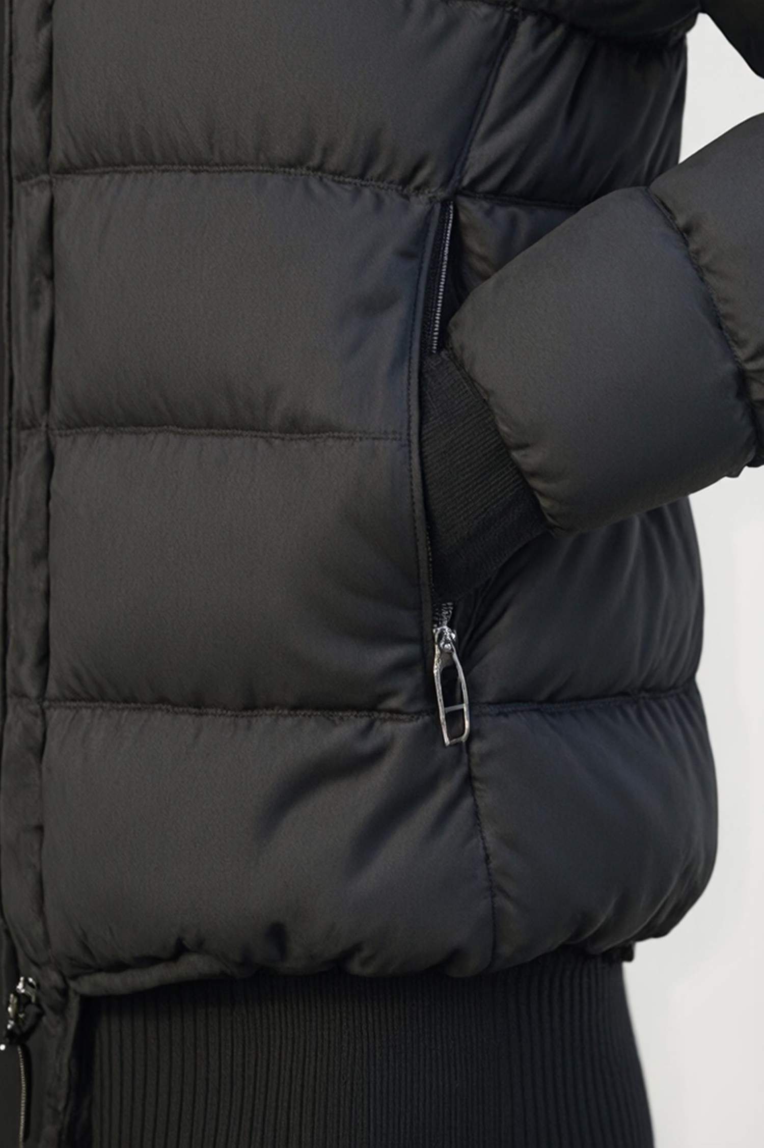 Waterproof Hooded Zipper Snap Closure Puffer Jacket