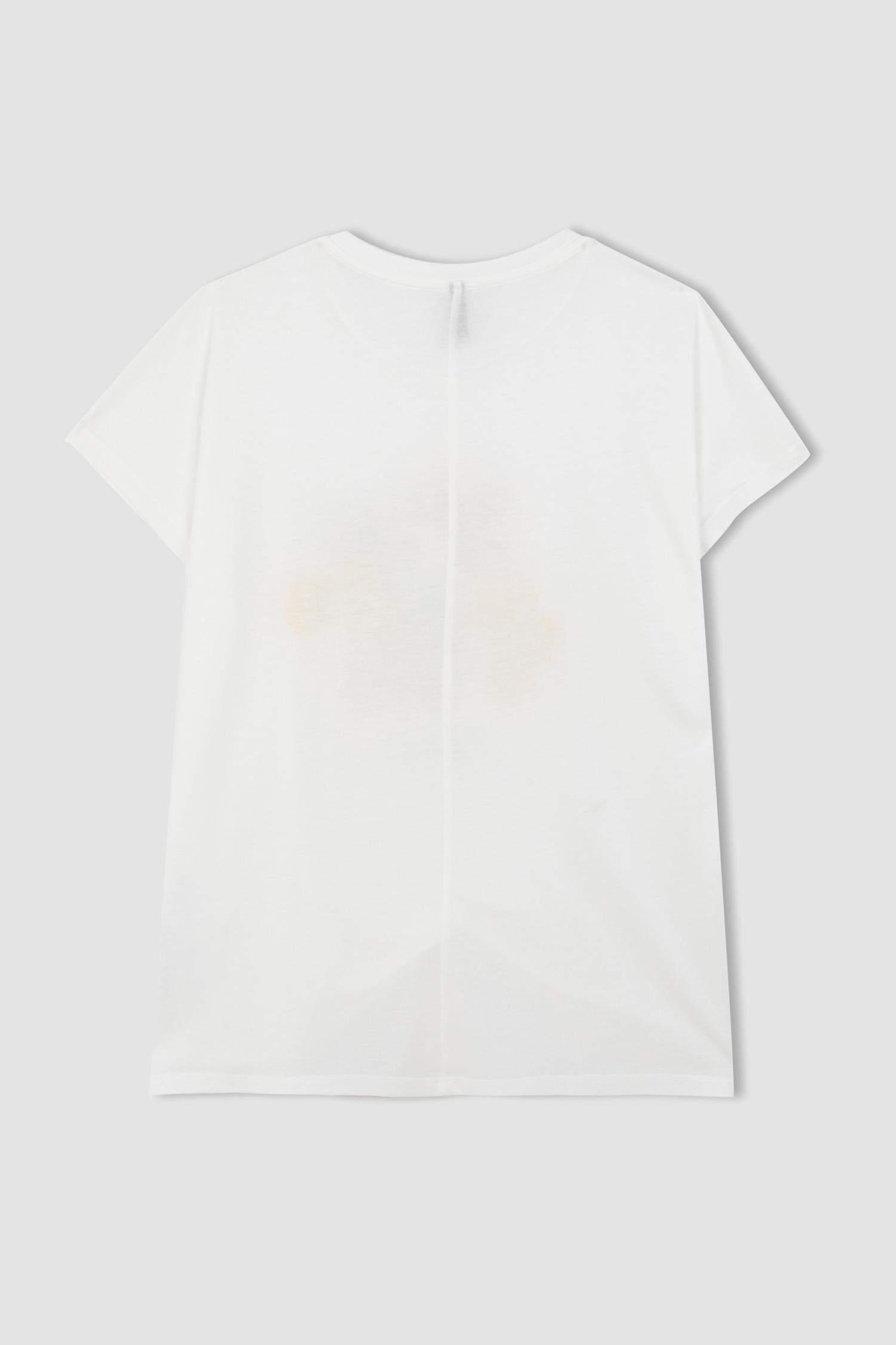 T-Shirt Fleuri à Manches Courtes à Col Rond