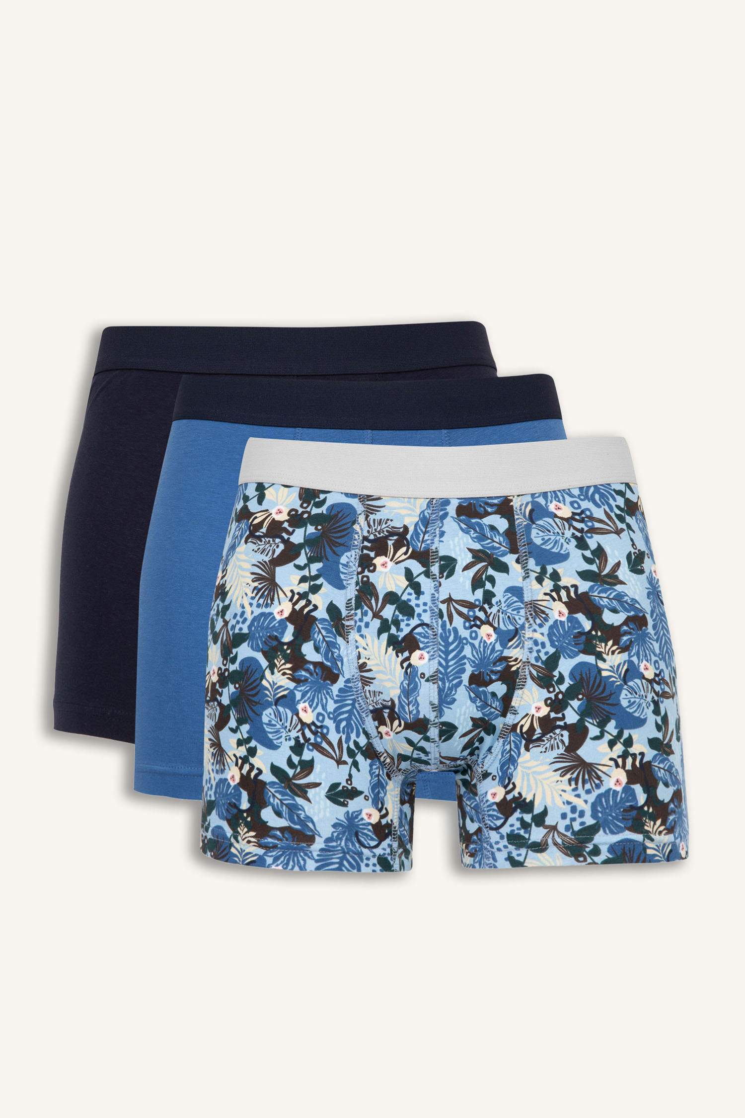 Regular Fıt Hayvan Baskılı 3'lü Boxer