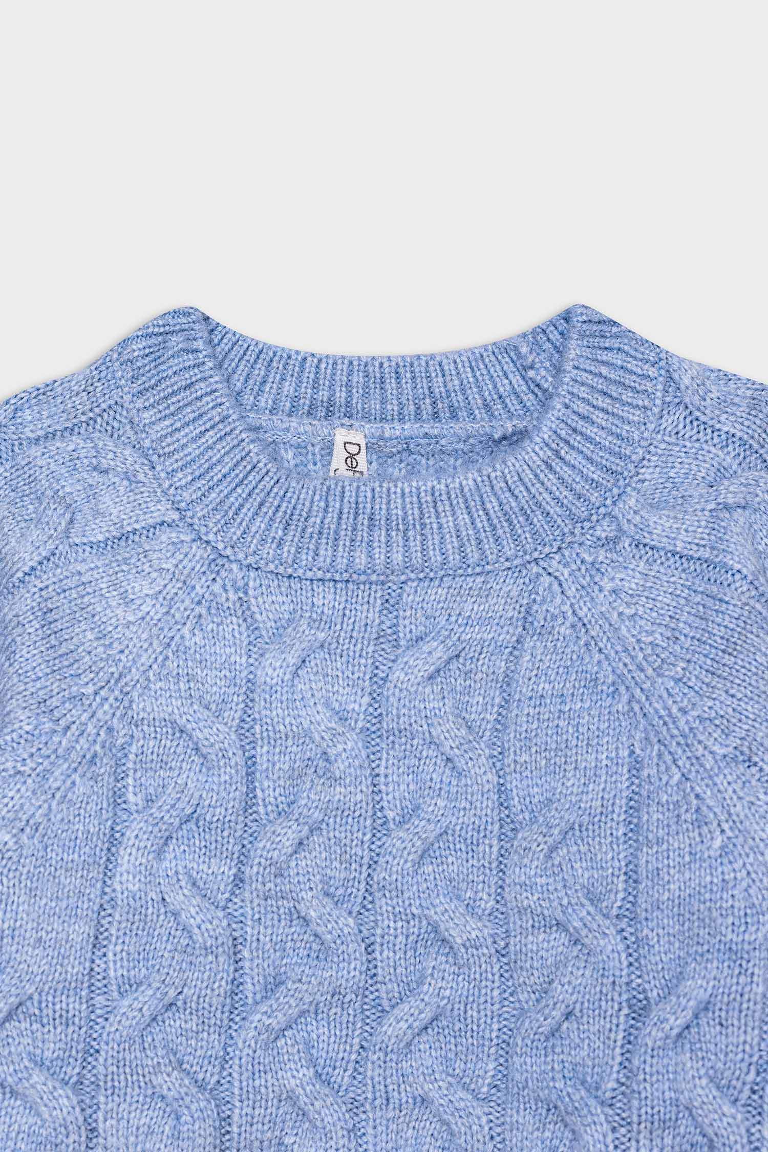 Kız Çocuk Standart Fit Bisiklet Yaka Saç Örgülü Triko Kazak