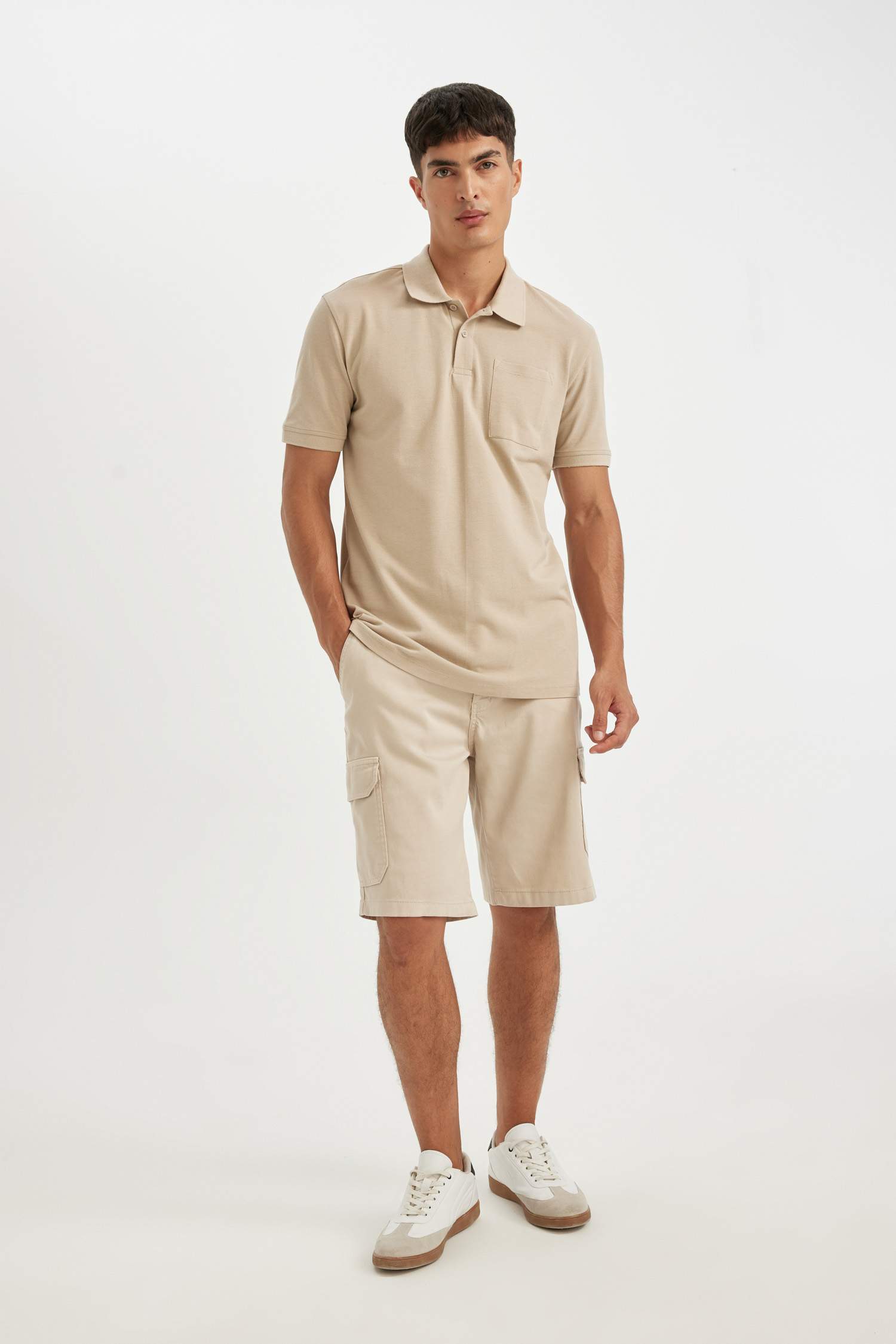 Regular Fit Tensel Kargo Cepli Bermuda Şort