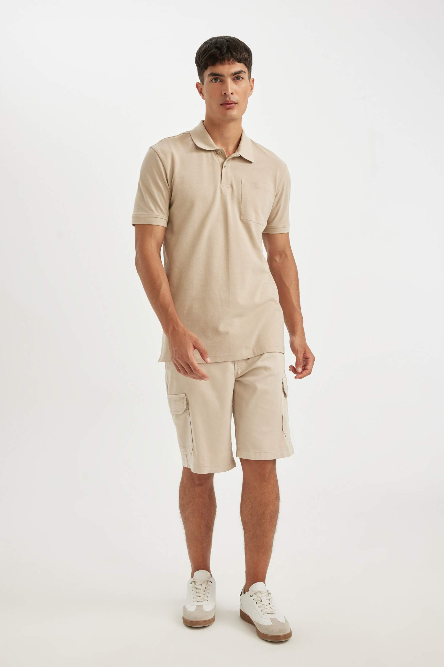 Regular Fit Tensel Kargo Cepli Bermuda Şort