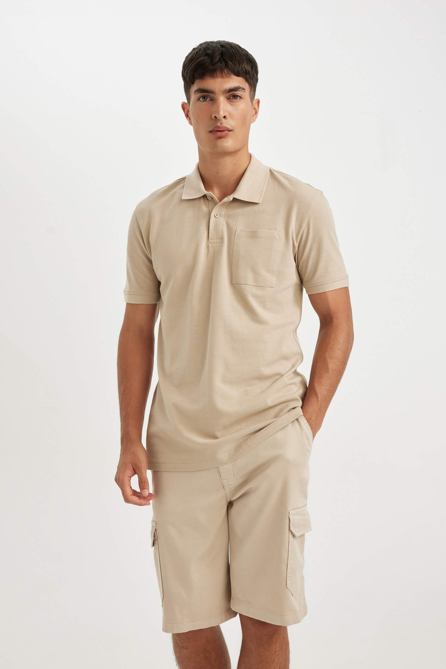 Regular Fit Tensel Kargo Cepli Bermuda Şort