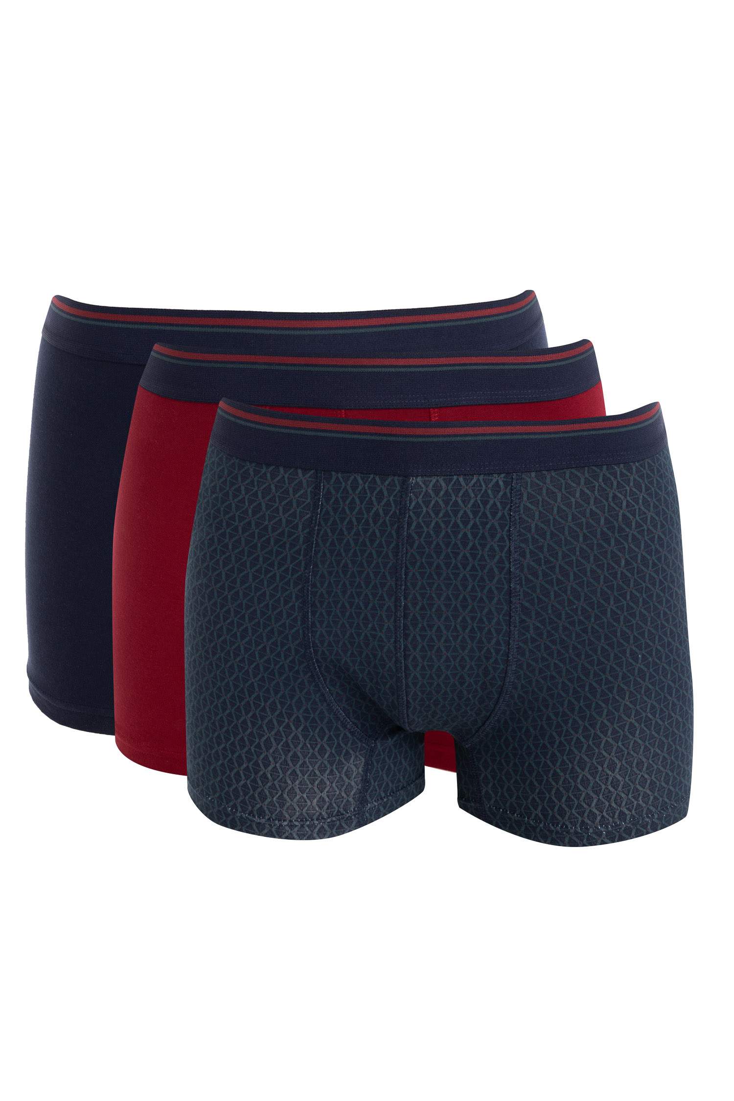Regular Fit Kareli 3'lü Boxer