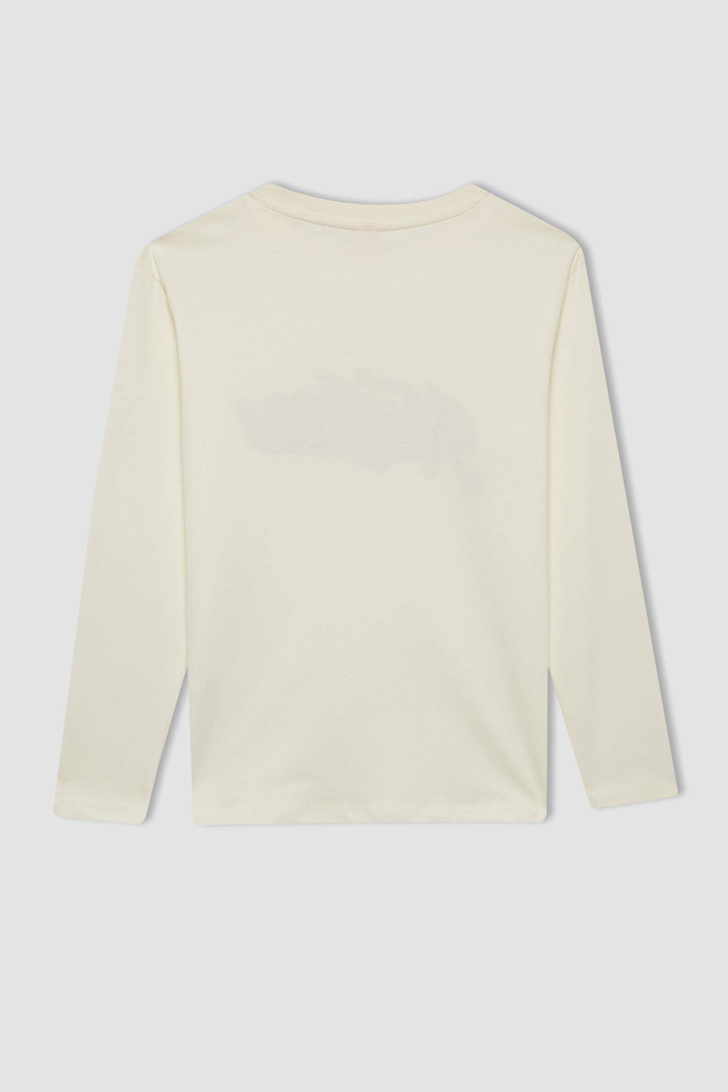 تيشيرت ولادي كم طويل قصة عادية برقبة مستديرة