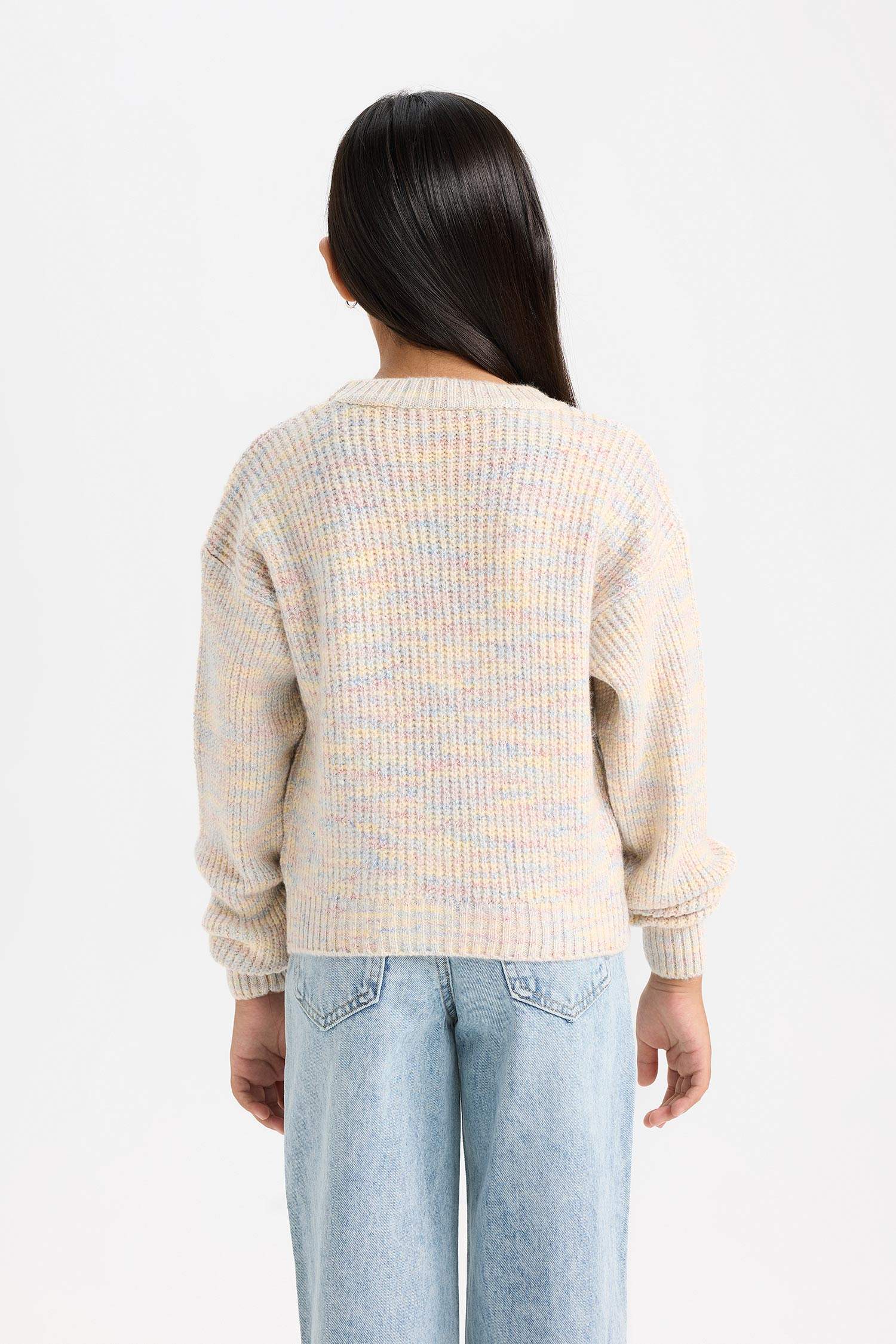 Pull oversize en maille à col rond pour Fille