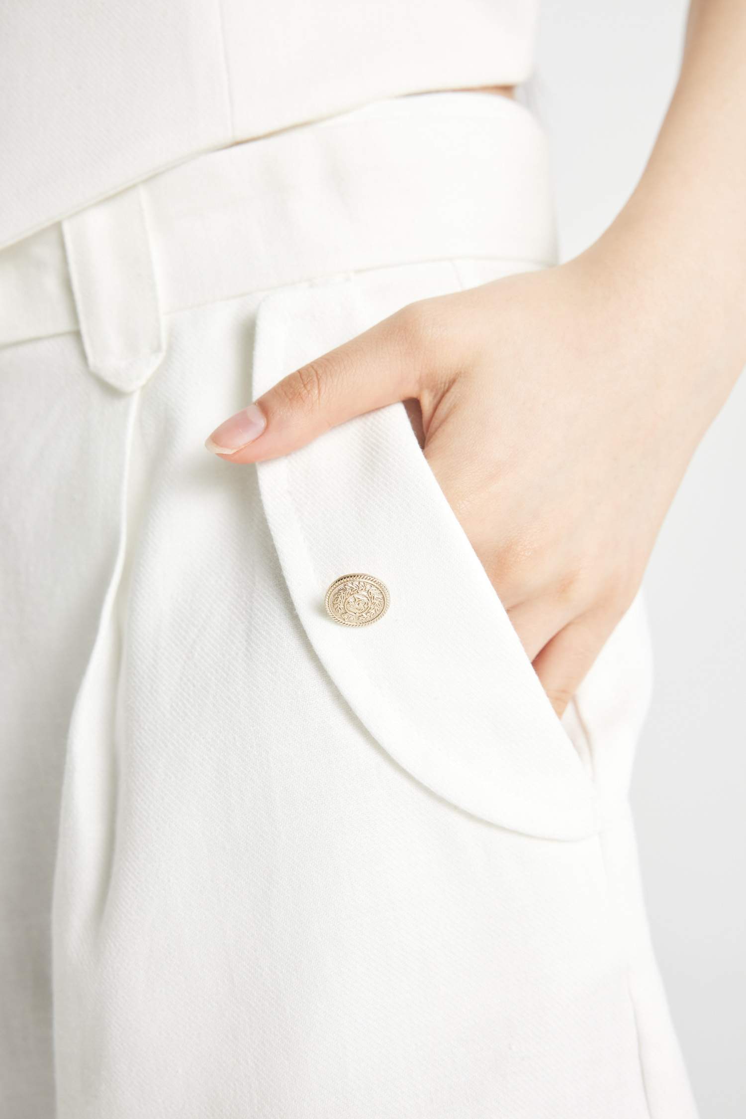 Relax Fit Yüksek Bel Crop Fit Keten Karışımlı Şort