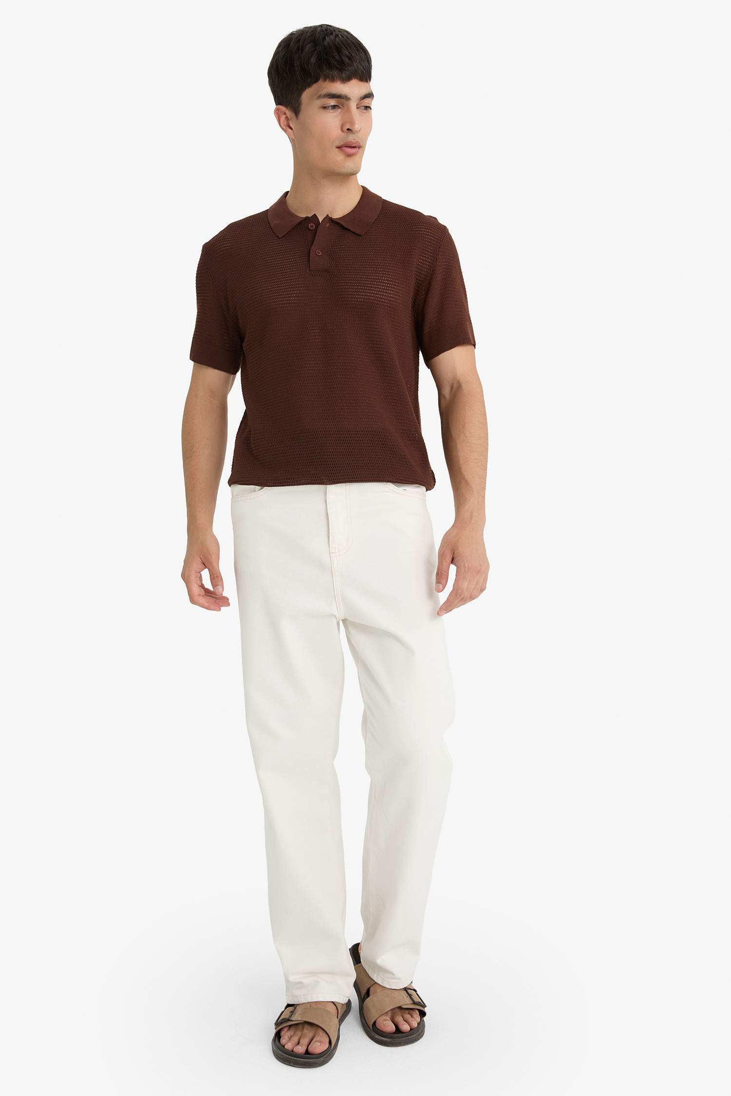 Standart Fit Polo Yaka Triko Kısa Kollu Tişört