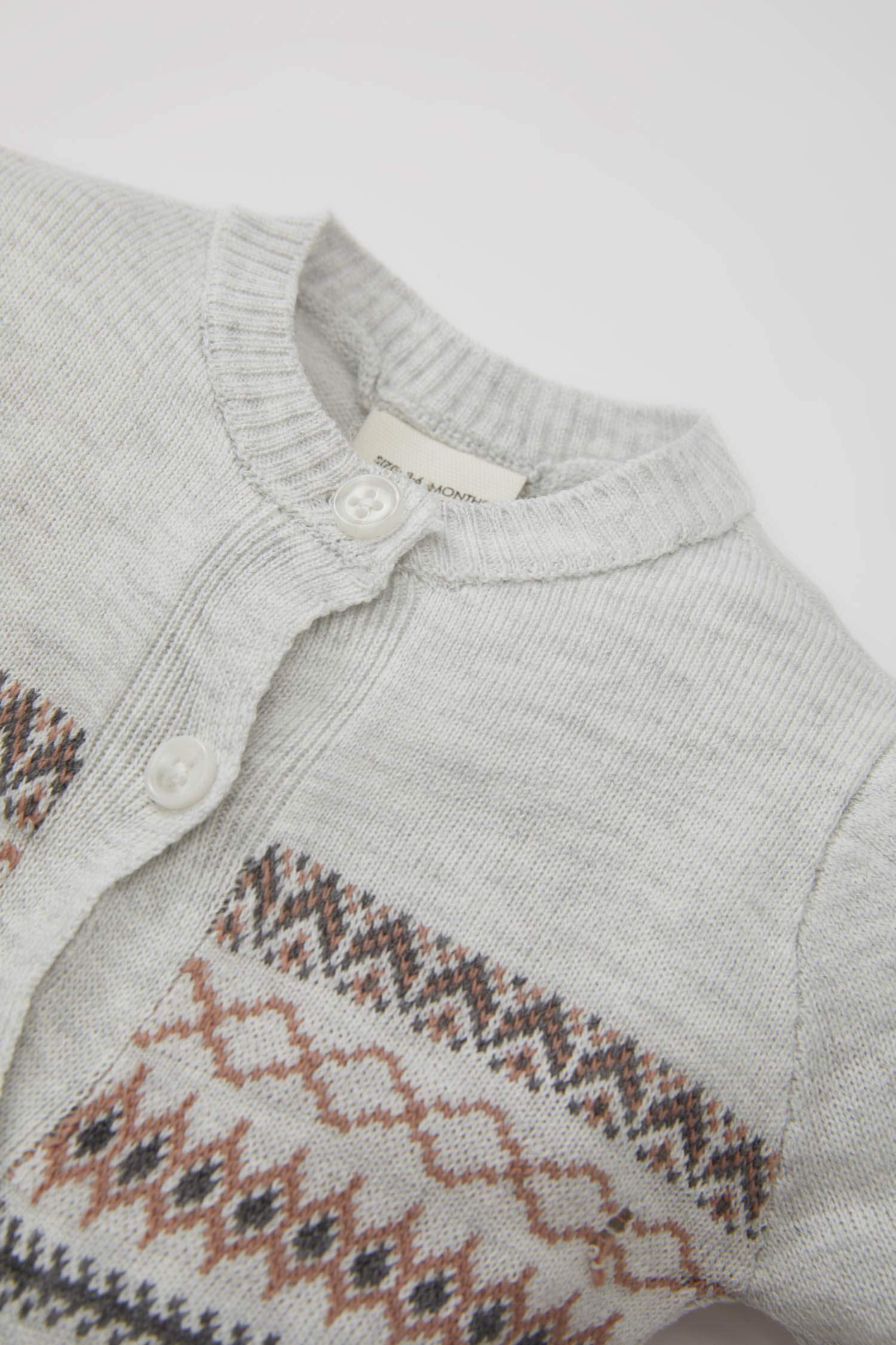 Erkek Bebek Yenidoğan 2'li Takım Düğmeli Uzun Kollu Tulum Bere