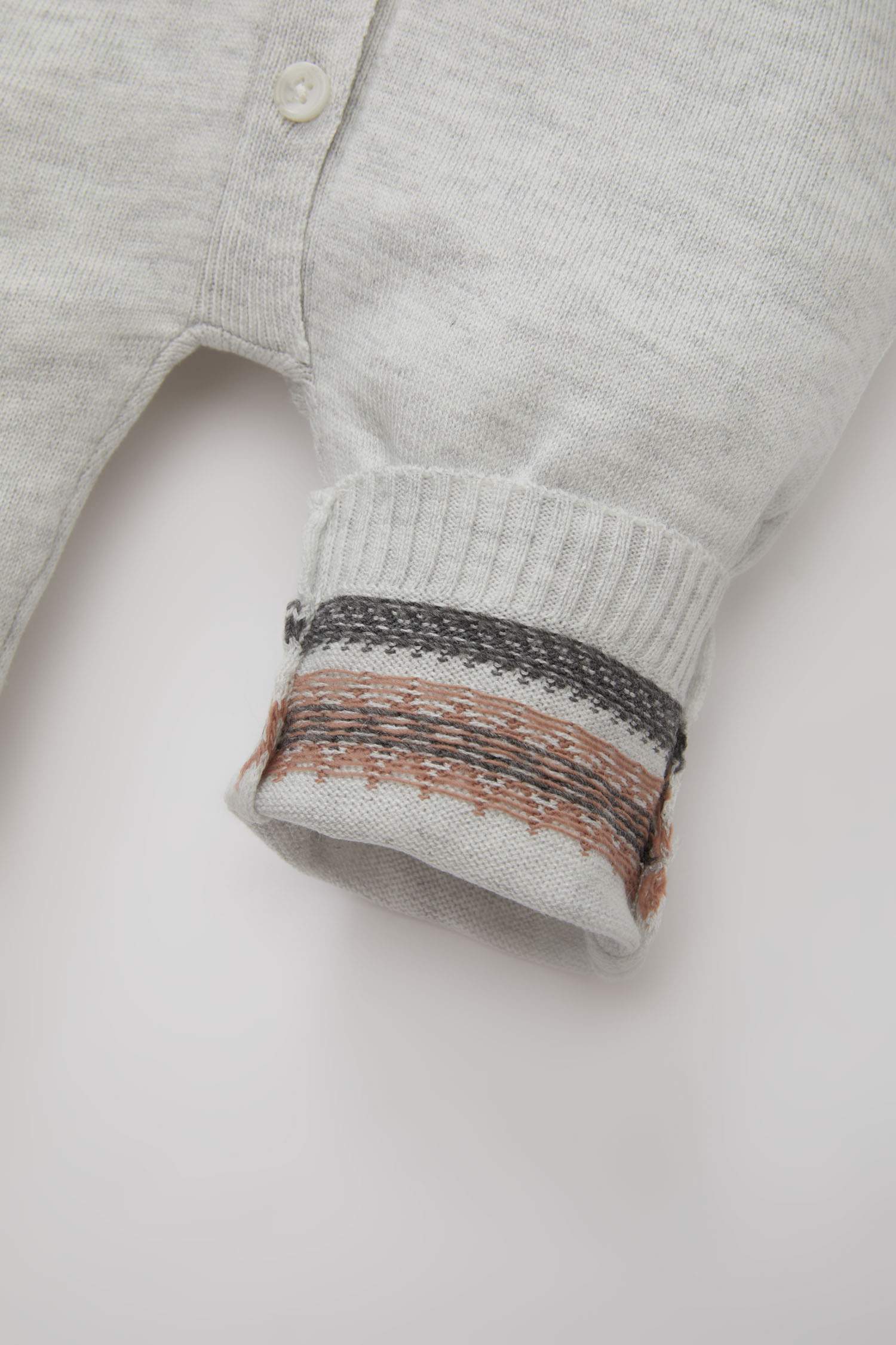 Erkek Bebek Yenidoğan 2'li Takım Düğmeli Uzun Kollu Tulum Bere